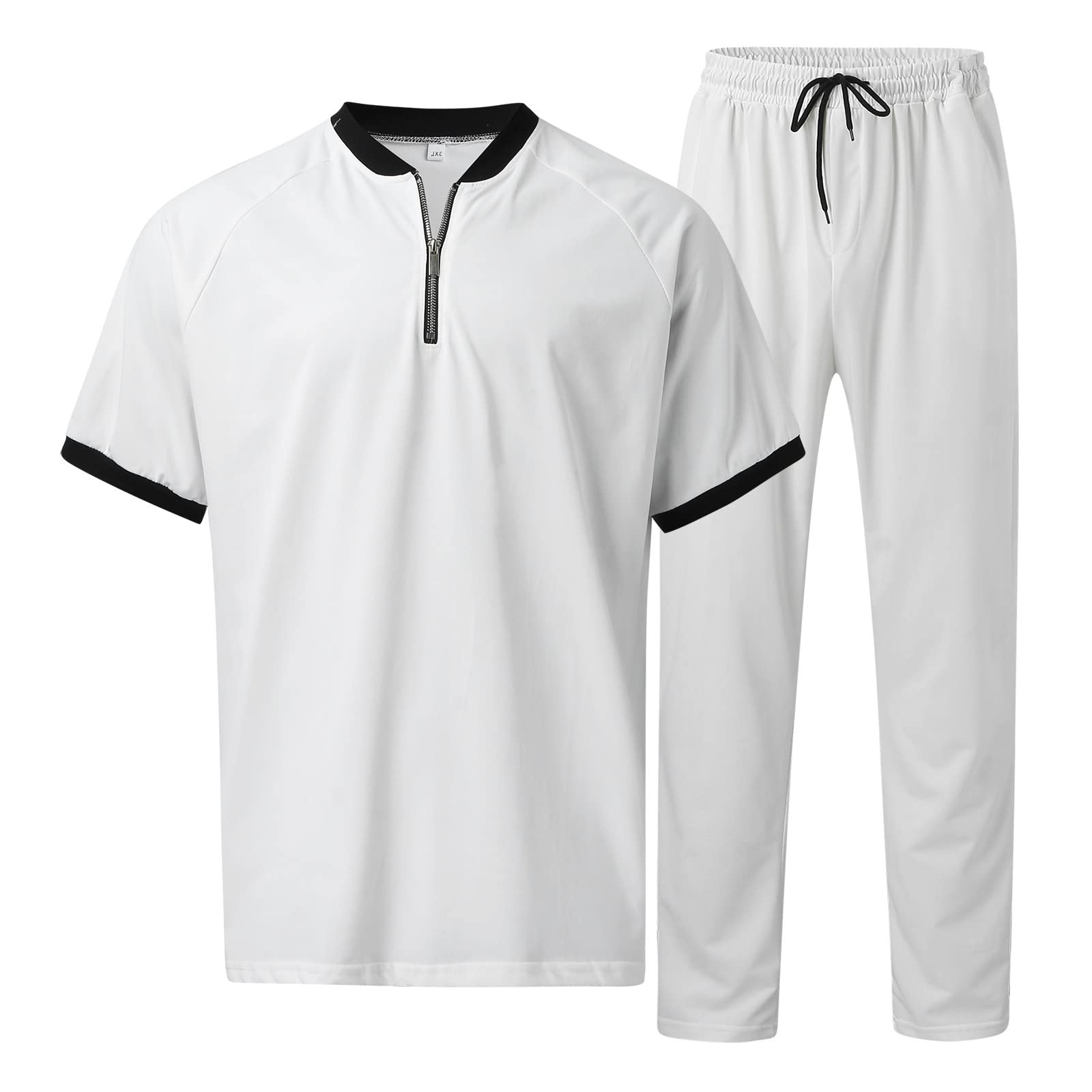 STRY Men's 2-Piece Sweatsuit Set - Short Sleeve Shirt & Pants - Plus Size Casual Gym Tracksuit - Fashionable Workout Apparel for Men - Ideal for Gym, Running, and Casual Wear