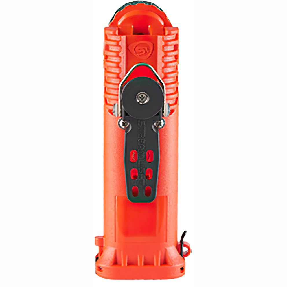Streamlight 91830 Survivor Pivot 325-Lumen Rechargeable Flashlight - Dual Beam, Right Angle, Magnetic Base & Clip - AC/DC Charging (120V/100V/12V) - Orange Safety Light for Emergency, Camping & Work Scenes