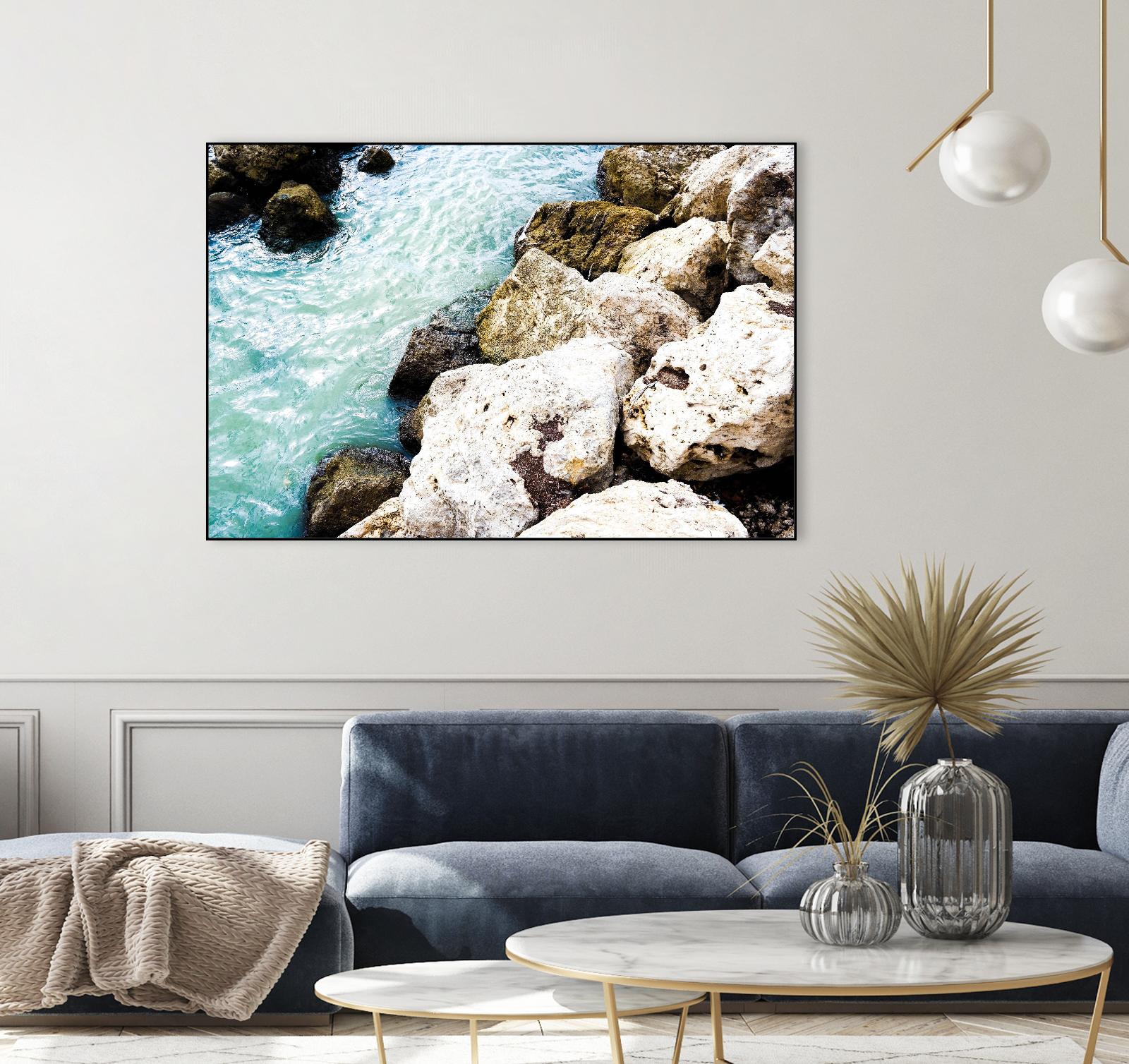 Blue Water Through The Rocks - Natural Stone Water Feature for Garden & Outdoor Decor | Perfect for Zen Gardens, Landscaping, and Relaxation Spaces