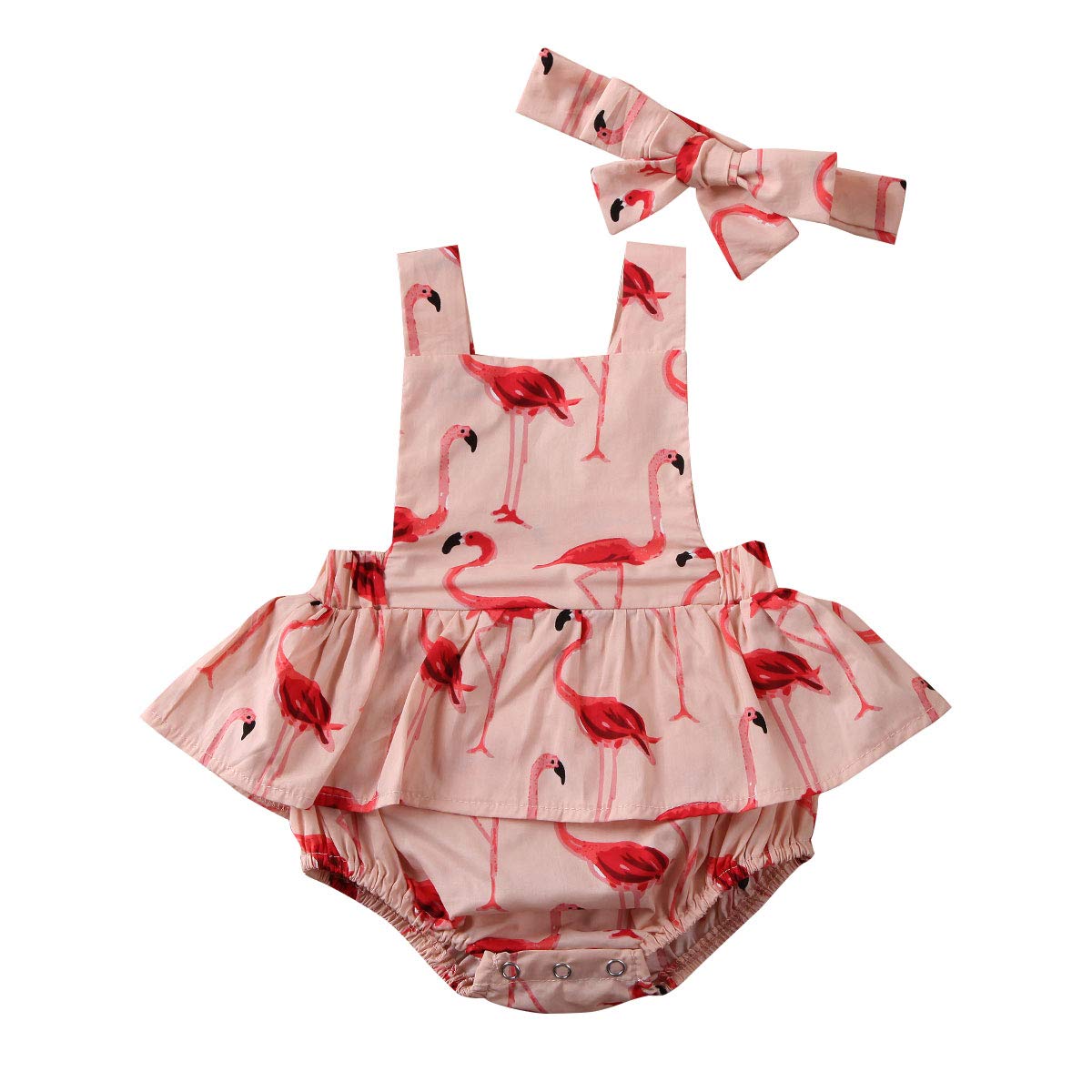 Newborn Baby Girls Ruffled Sleeveless Romper & Headband Set - Soft Cotton Summer Outfit for Photoshoots, Parties & Playdates