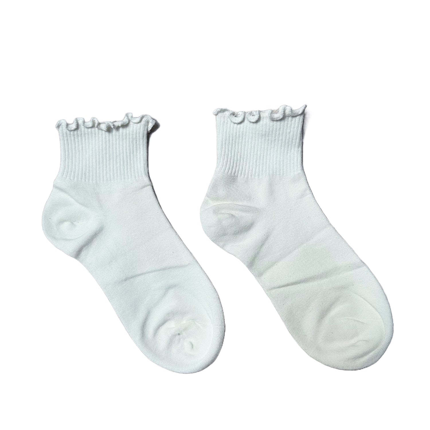 FLOOF Women's For The Frill 2.0 Crew Socks - Soft Cotton Ankle Socks for Everyday Wear, Workout & Casual Outfits - White