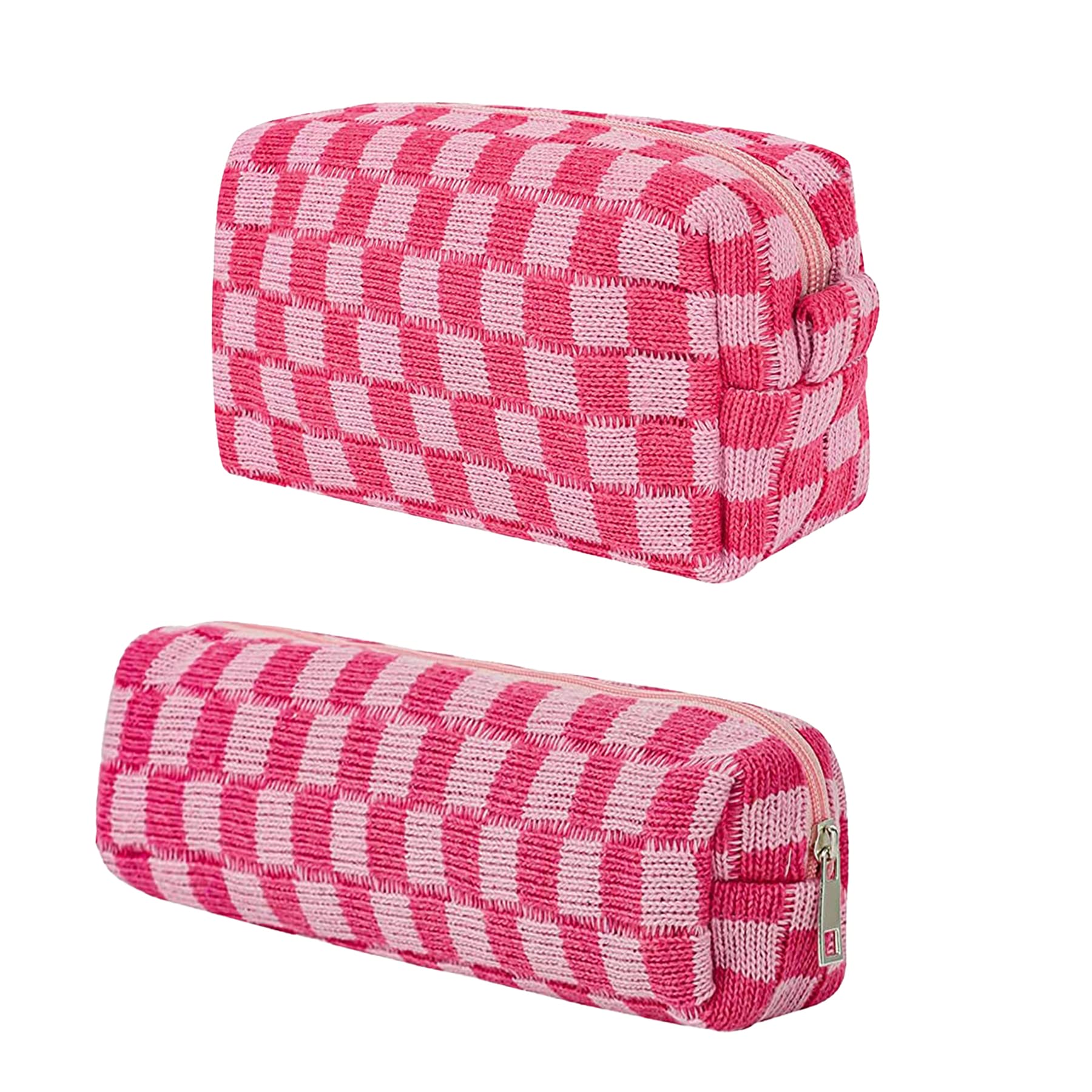 Premium 2-Piece Large Capacity Makeup Bag Set for Women - Waterproof Cosmetic Organizer & Pencil Case with Brush Storage - Ideal for Travel, Toiletry Organization & Daily Makeup Essentials (Pink)