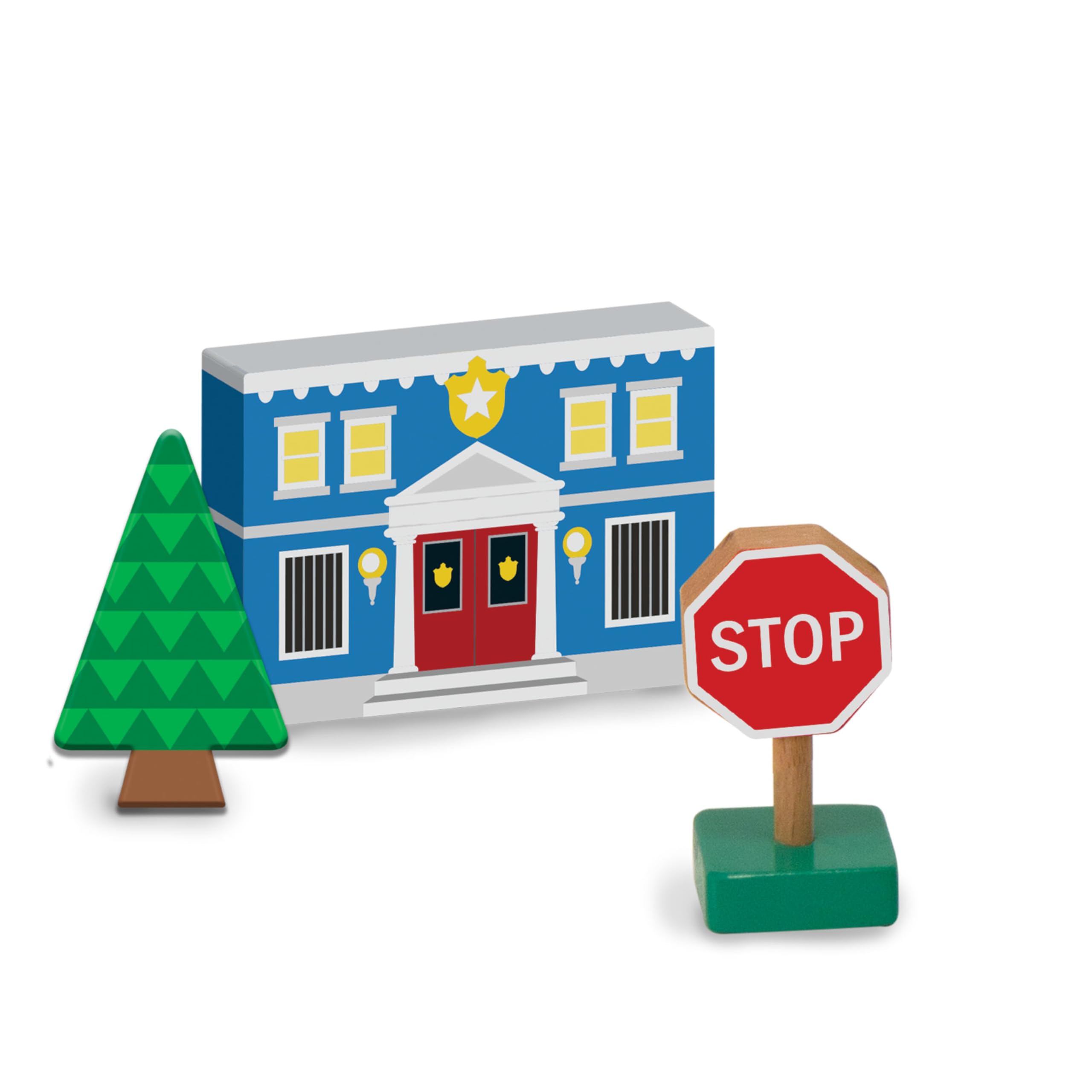 Melissa & Doug Wooden Town Play Set with Storage Tray - 32 Piece Pretend Play Toy for Kids | Perfect for Imaginative Play, Preschool Learning & Home Organization