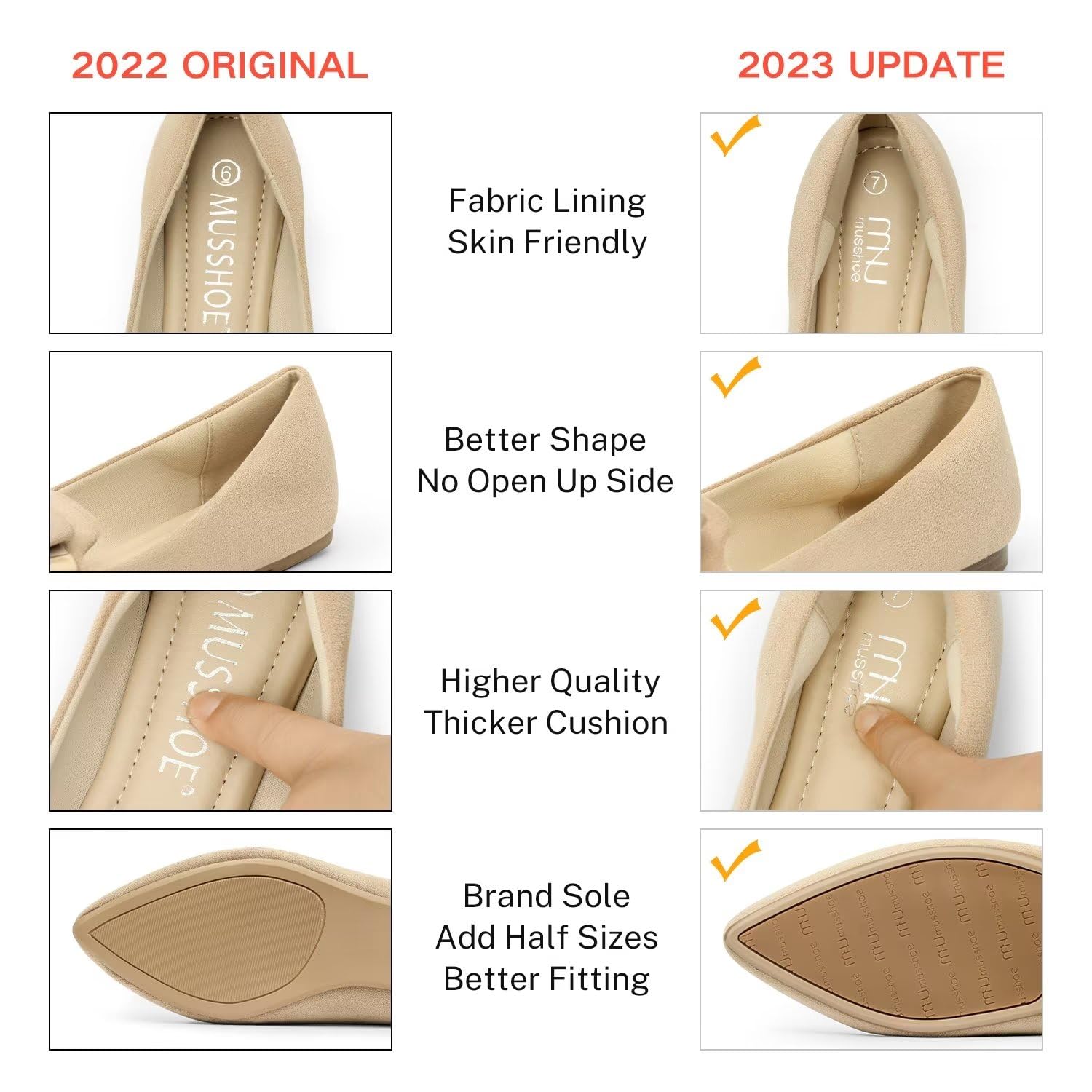 Comfortable Women's Slip-On Flat Shoes - MUSSHOE Casual & Dress Flats for Everyday Wear | Perfect for Work, Office, and Special Occasions