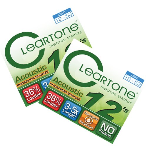 Cleartone Acoustic Guitar Strings - Phosphor Bronze Light Gauge .012-.053 (2 Pack) | Perfect for Folk, Country & Fingerstyle Playing