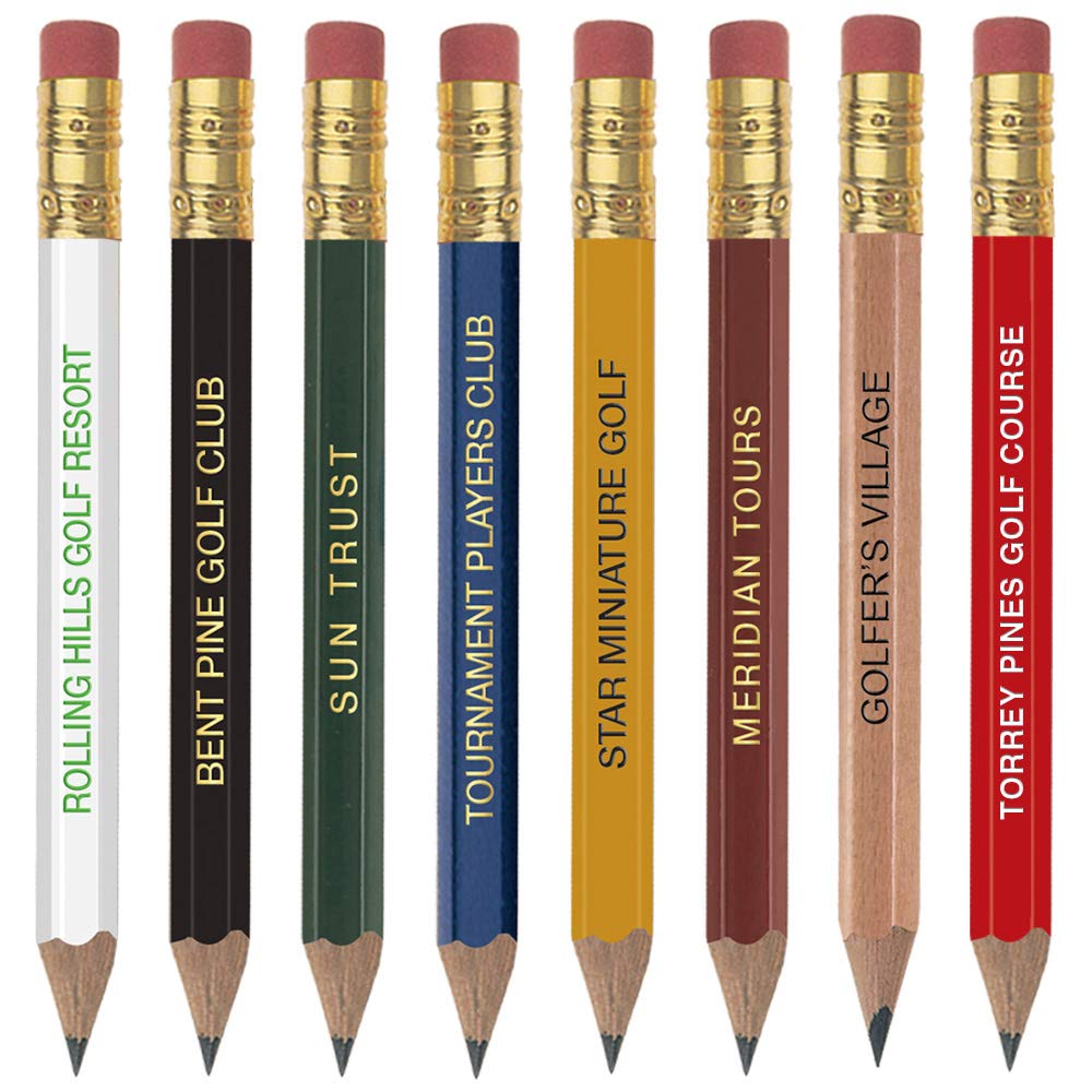 Custom Golf Pencils with Eraser - Bulk 1440 Pcs, Personalized Logo Printing - $0.19 Each - Perfect for Promotional Giveaways, Office Supplies & Golf Tournaments