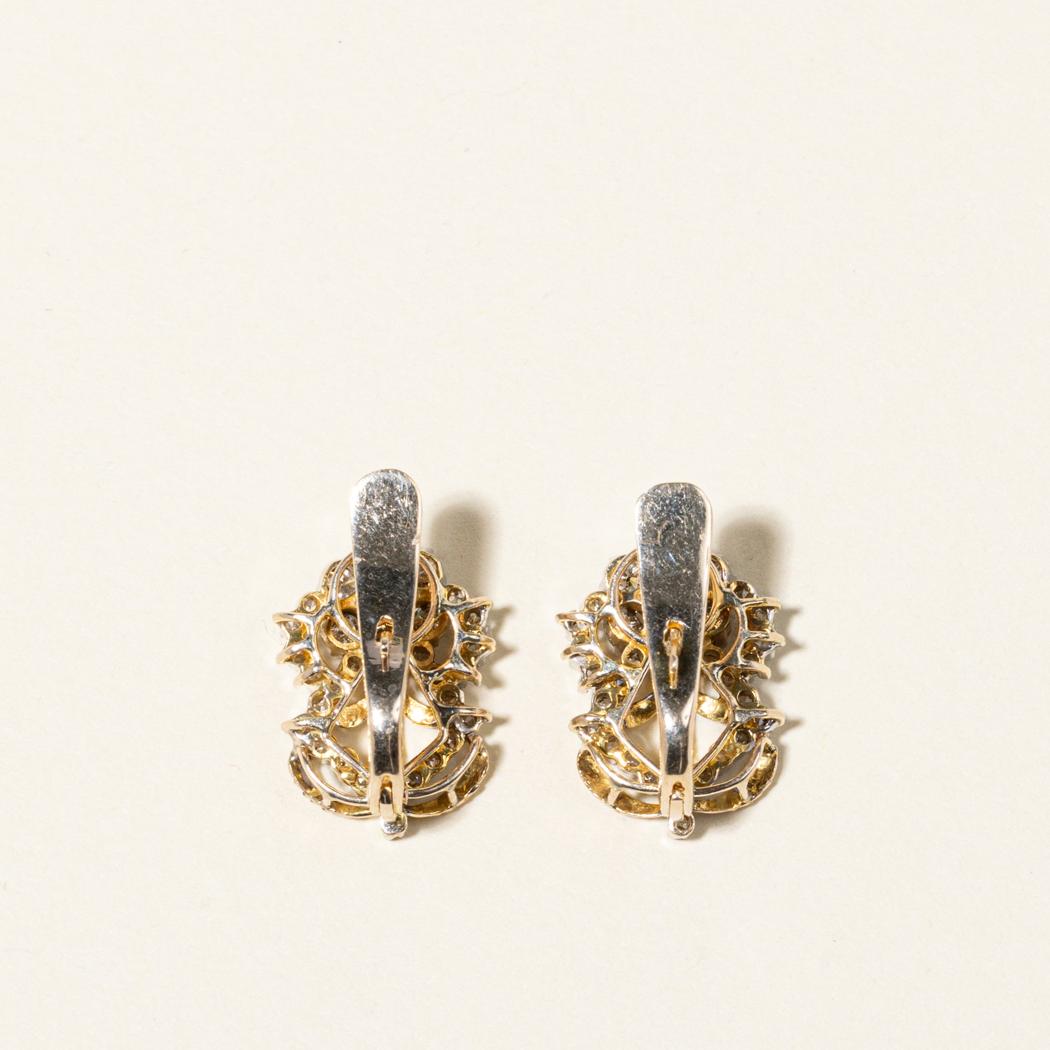 14K Yellow Gold Diamond Cluster Earrings 1.22ctw - Elegant Dangle Earrings for Women, Perfect for Weddings, Parties & Special Occasions