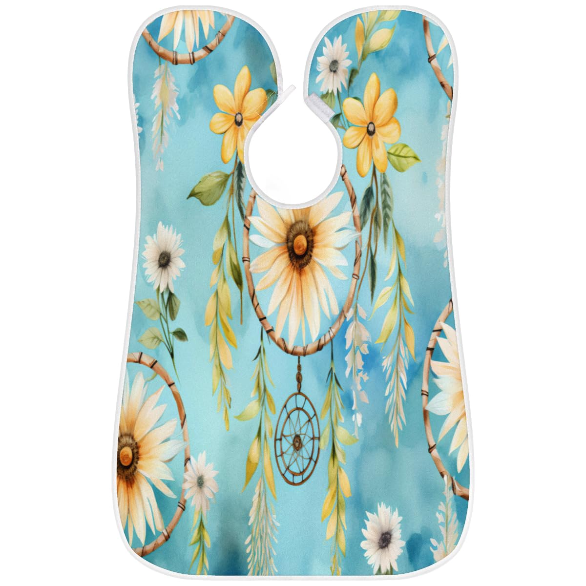 Dreamcatcher Daisy Watercolor Beard Shaving Bib for Men - Barber Apron for Hair Dye, Makeup & Beard Trimming - Sink Hair Catcher & Styling Tool - Perfect Gift for Barbers & Grooming Enthusiasts (Great for Home Grooming, Salon Use & DIY Hair Coloring)
