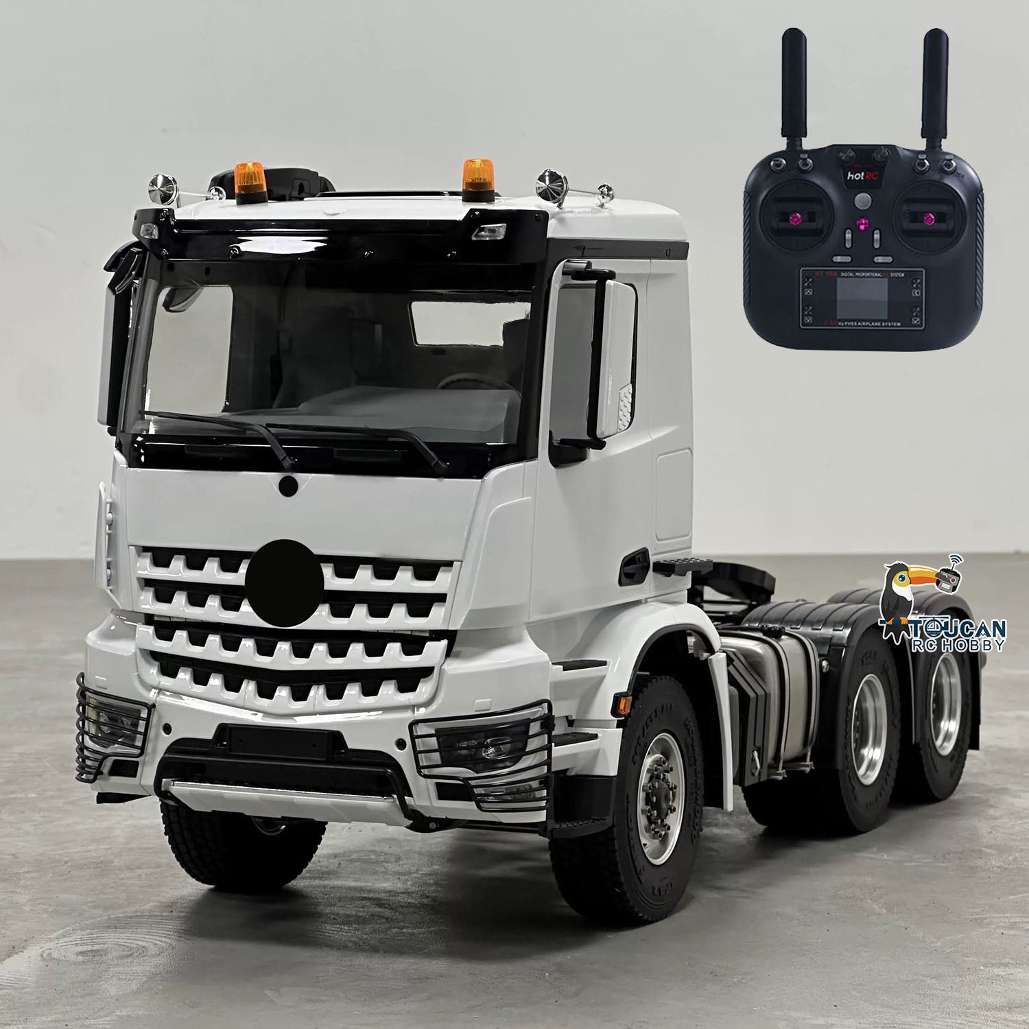 1/14 Scale 6x6 RC Tractor Truck Model - 10CH Radio Controlled, 2-Speed Brush Motor ESC, No Lock Differential Axle - Off-Road Adventure & Construction Site Play