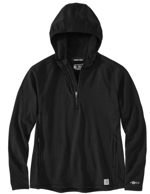 Women's Relaxed Fit Half Zip Hooded T-Shirt - Soft Casual Pullover for Everyday Wear - Perfect for Running, Gym & Outdoor Activities - Black