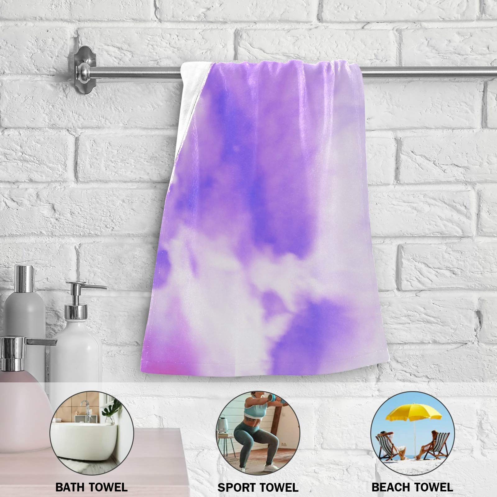 ALAZA Magenta Blue Tie Dye Hand Towel Set of 2 - Super Absorbent & Quick Drying Bath Towels for Bathroom, Kitchen, Gym, Spa - Soft Cotton Dish Towels & Washcloths for Home Decor, Hotel, Guest Use