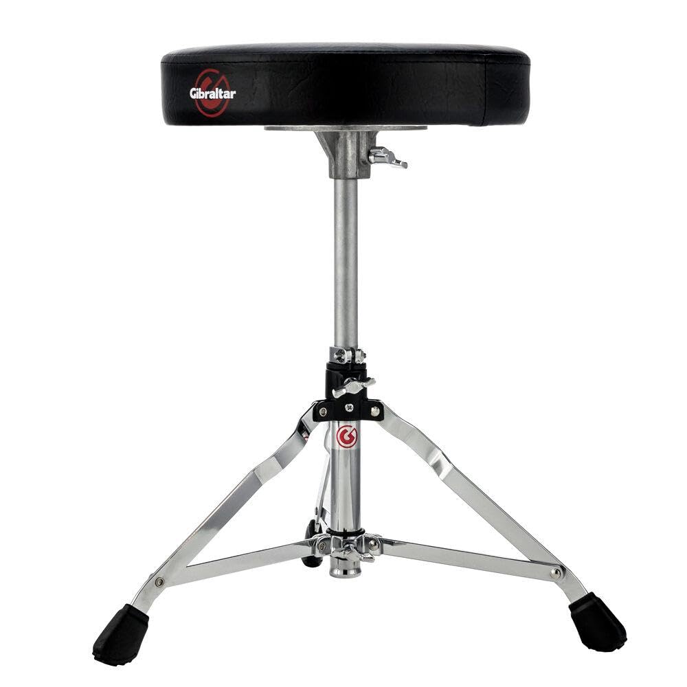 Gibraltar 5608 Drum Throne - 13” Round Vinyl Drum Seat with Cushioned Top, Adjustable Height & Memory Lock - Single-Braced Collapsible Tripod Base for Portability - Perfect for Drummers, Percussionists & Music Practice Sessions