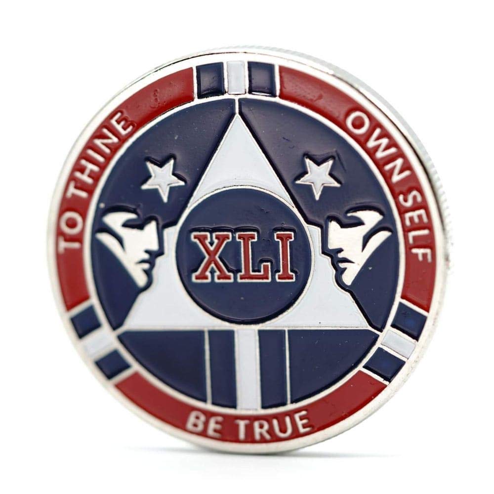 Red and Blue Double Patriot Yearly AA Medallion with Coin Capsule - Alcoholics Anonymous AA Chip for 1-50 Years Sobriety - Perfect for Recovery Meetings, Gifts, and Milestone Celebrations | MyRecoveryStore