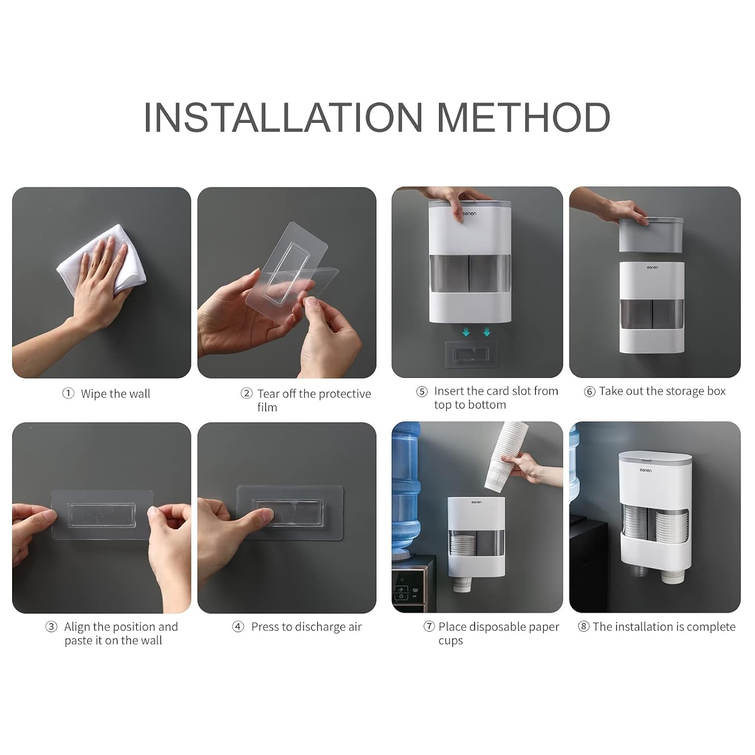 HomeFast Wall Mounted Automatic Paper Cup Dispenser with Anti-Dust Cover - Disposable Cup Holder & Storage Shelf for Water Cups - Perfect for Offices, Restaurants, and Coffee Shops