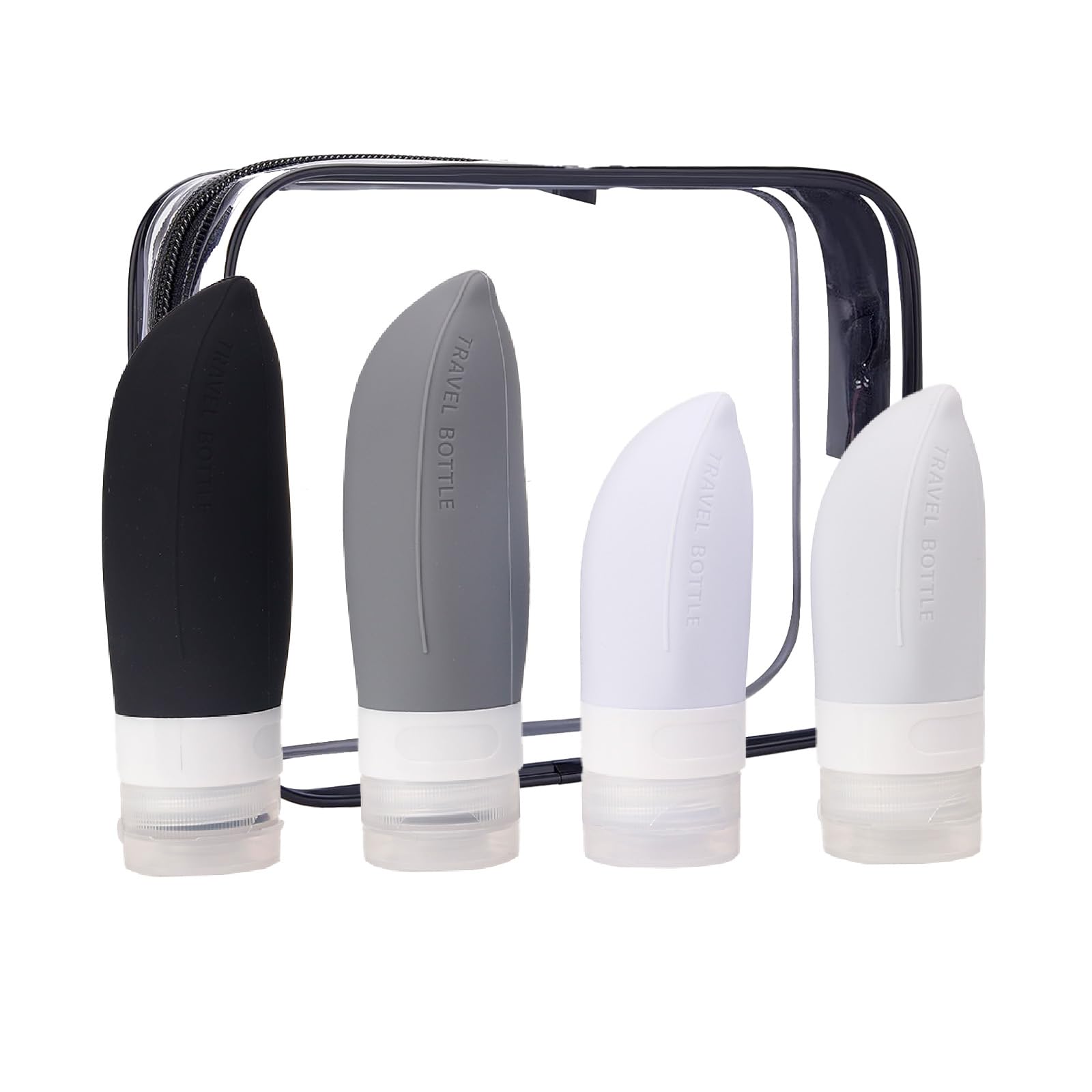 18-Piece Silicone Travel Bottles Set - TSA Approved Leak-Proof Toiletry Containers for Shampoo, Conditioner & Lotion | Perfect for Air Travel, Gym & Vacation (Black)