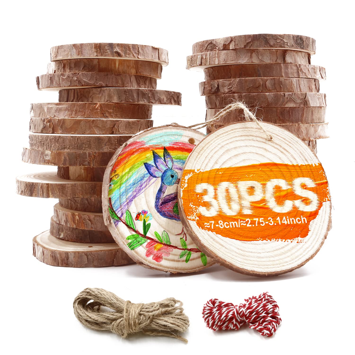 Natural Wood Slices for DIY Crafts - Rustic Wooden Log Discs for Wedding Decor, Centerpieces, and Home Decoration - Perfect for Scrapbooking, Table Numbers, and Rustic Wedding Favors