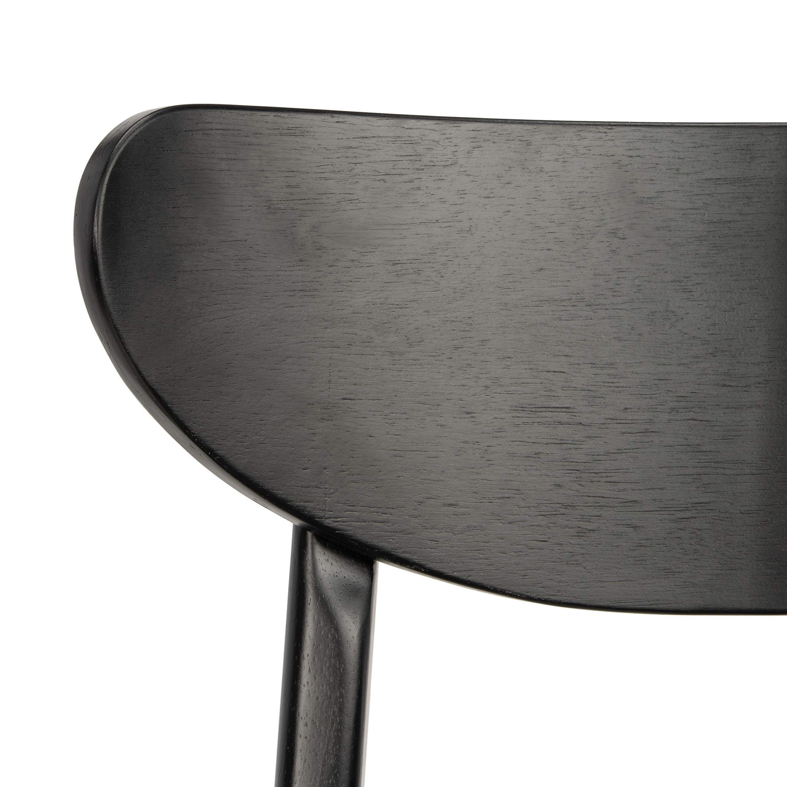 Safavieh Lucca Retro Black Wood Dining Chairs - Set of 2 for Kitchen, Dining Room & Breakfast Nook - Mid Century Modern Style Wooden Chairs with Upholstered Seat