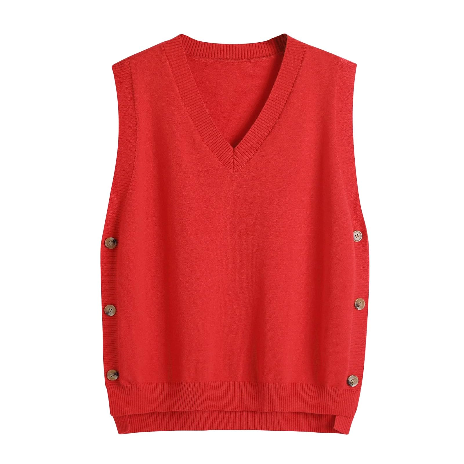 Women's V-Neck Sleeveless Pullover Sweater Vest - Casual Ribbed Knit Top for Layering | Perfect for Office, Fall Outfits & Everyday Wear