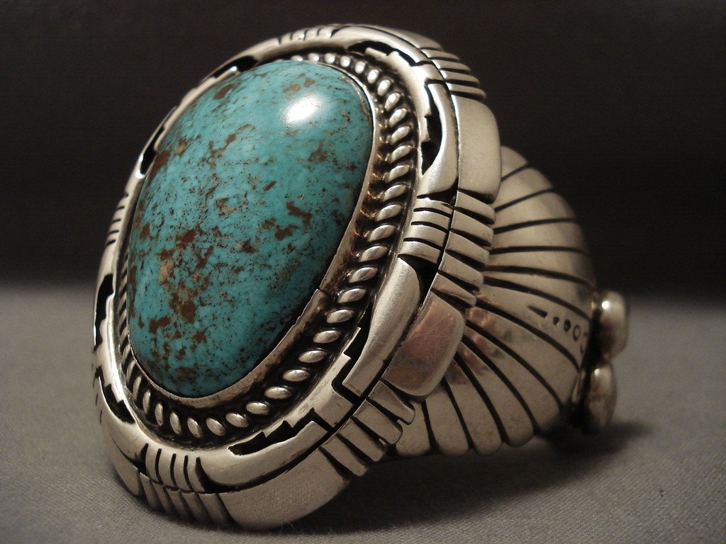 Authentic Native American Silver Bracelet with 148g Heavy Old Ivanhoe Turquoise - Handcrafted Southwest Jewelry for Women & Men, Perfect for Boho Fashion, Gift Giving & Special Occasions