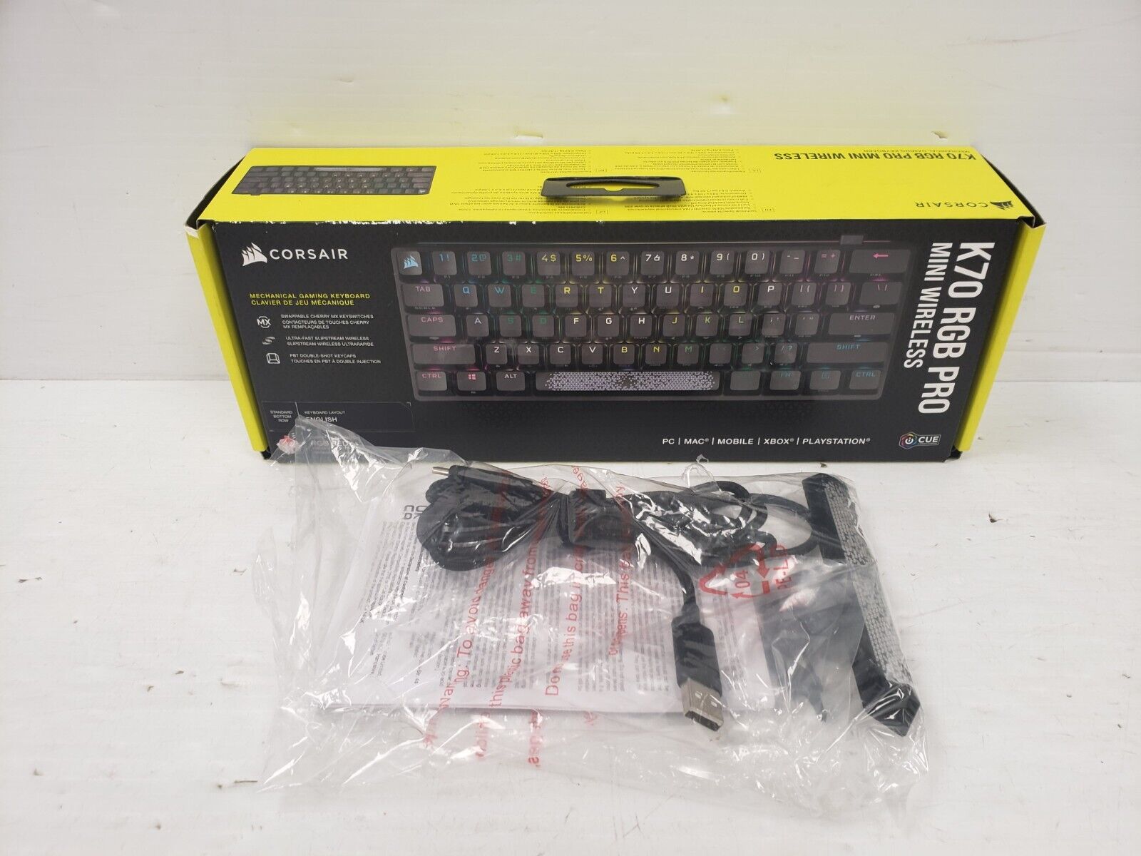 Corsair K70 RGB Pro Mini Wireless Mechanical Gaming Keyboard - 60% Compact, Bluetooth & USB, RGB Backlit - Perfect for Gaming, Office, and Travel