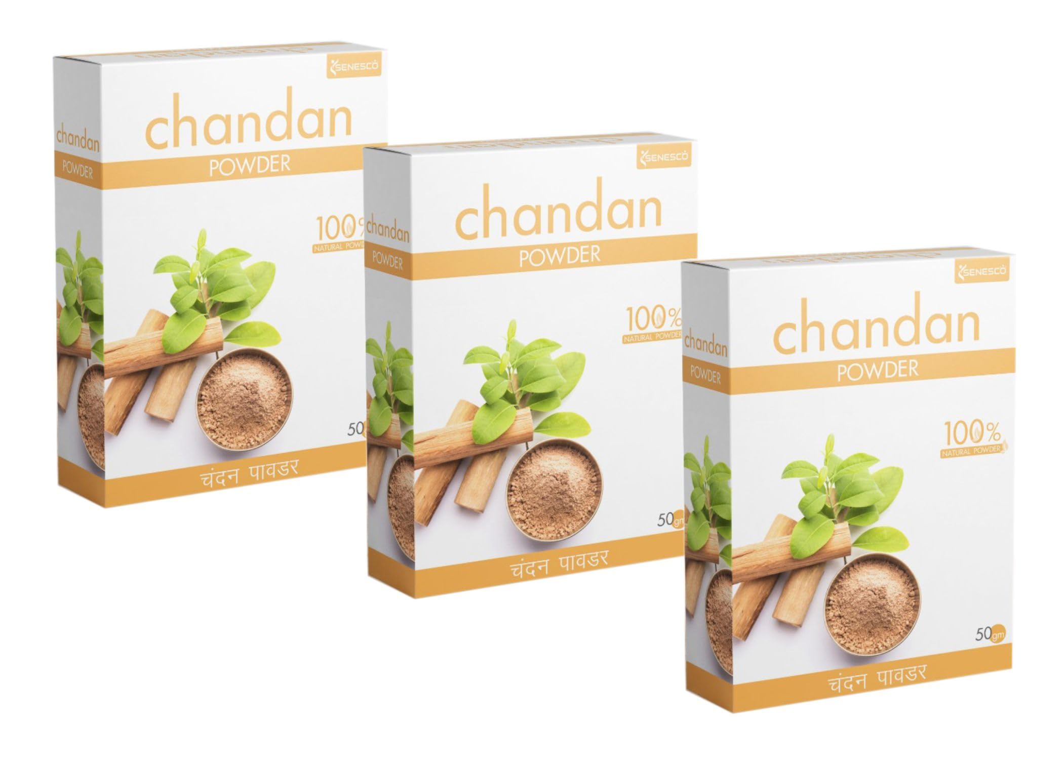 Senesco Pure Sandalwood Powder for Face & Skin Care - 150g (Pack of 3) | Natural Face Pack for Glowing Skin, Acne Treatment & Ayurvedic Beauty Routine