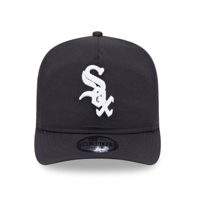 New Era Chicago White Sox Strapback Hat - Black Nylon Golf & Casual Adjustable Cap for Men & Women | Perfect for Baseball Games, Golfing & Everyday Wear