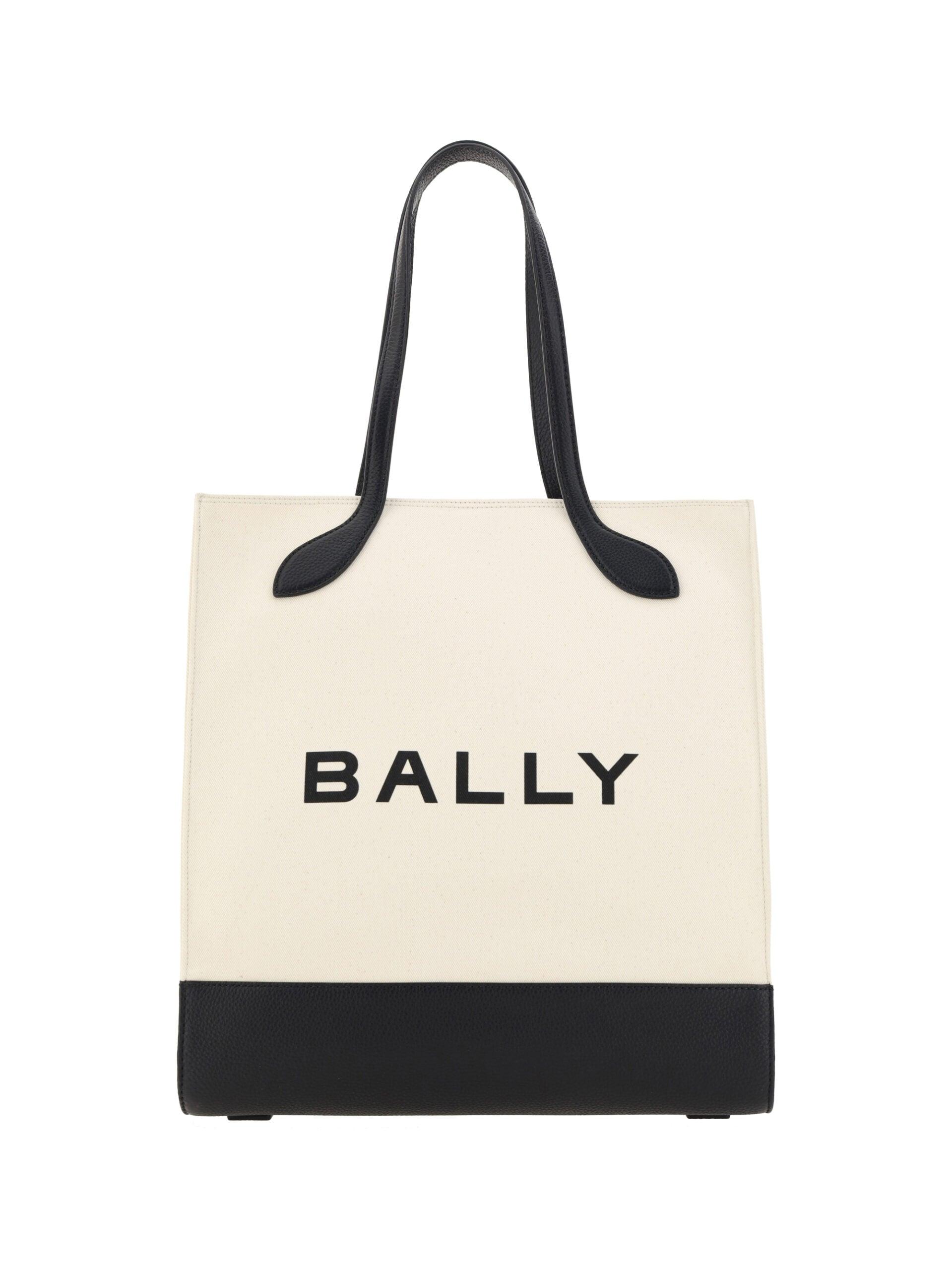Bally White and Black Leather Tote Shoulder Bag for Women - Stylish Designer Handbag for Work, Travel & Everyday Use