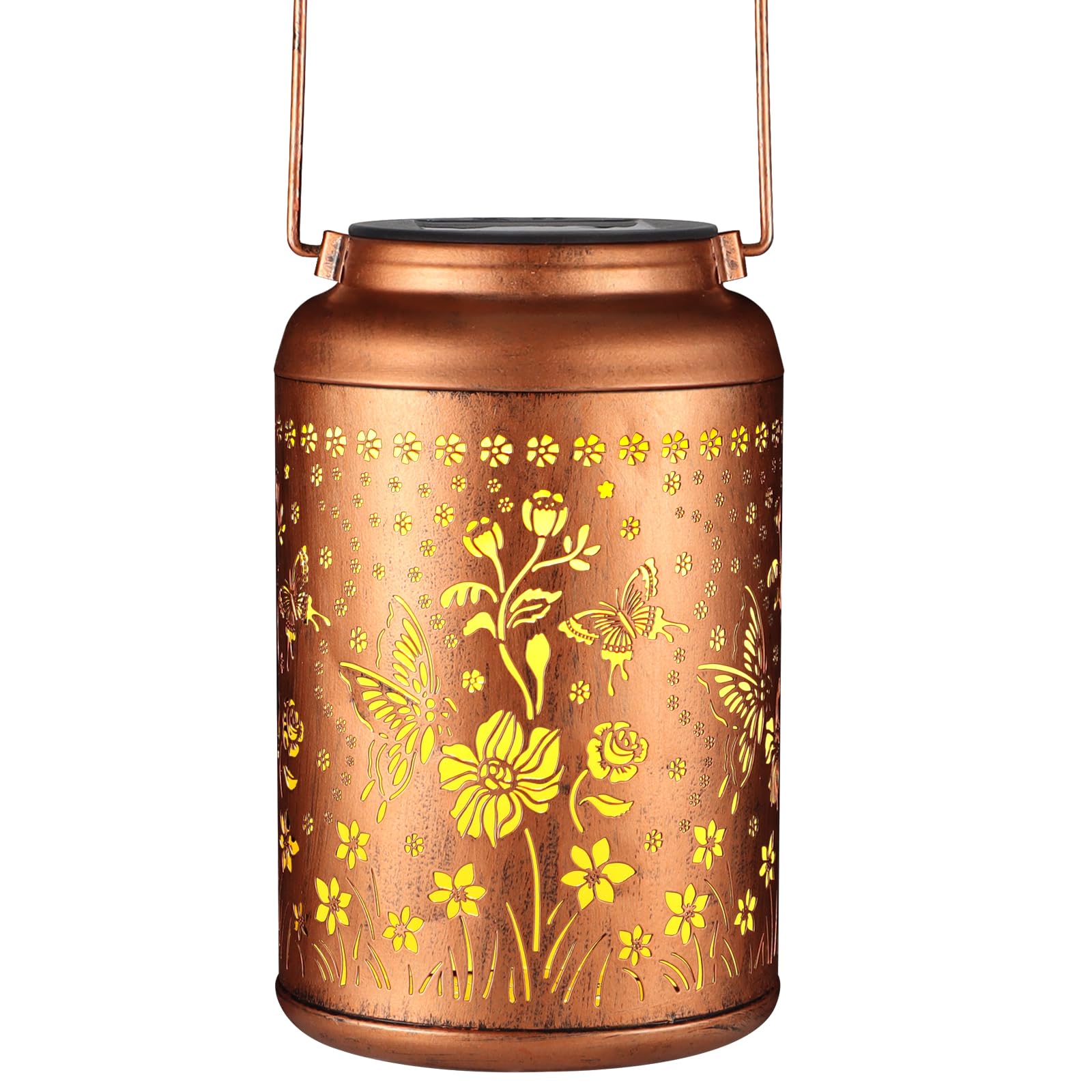 Solar Powered Outdoor Hanging Lanterns - Waterproof LED Garden Lights with Butterfly & Flower Design for Patio, Yard, Pathway - Perfect Christmas/Birthday Gift for Women, Mom & Grandma - Ideal for Landscape Decor, Evening Gatherings and Romantic Ambiance