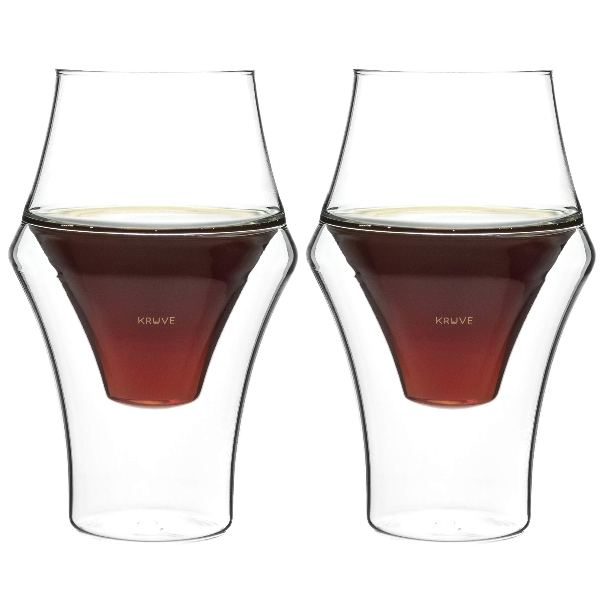 KRUVE EQ Excite 150ml Handmade Double Wall Coffee Cups Set of 2 - Heat-Resistant Borosilicate Glass Espresso Mugs for Enhanced Aroma & Flavor | Dishwasher Safe | Perfect for Home, Office & Cafe Use