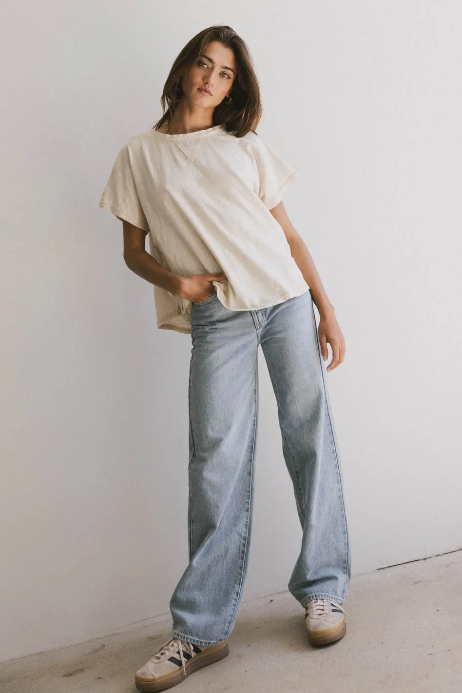 Indy Contrast Top in Cream - Women's Stylish Casual Blouse for Everyday Wear | FINAL SALE