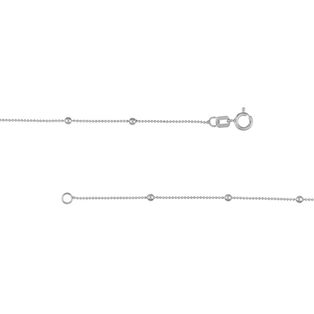 14K Gold Beaded Station Necklace - 17 Inch Dainty Minimalist Gold Chain for Women - Perfect for Everyday Wear, Layering & Special Occasions
