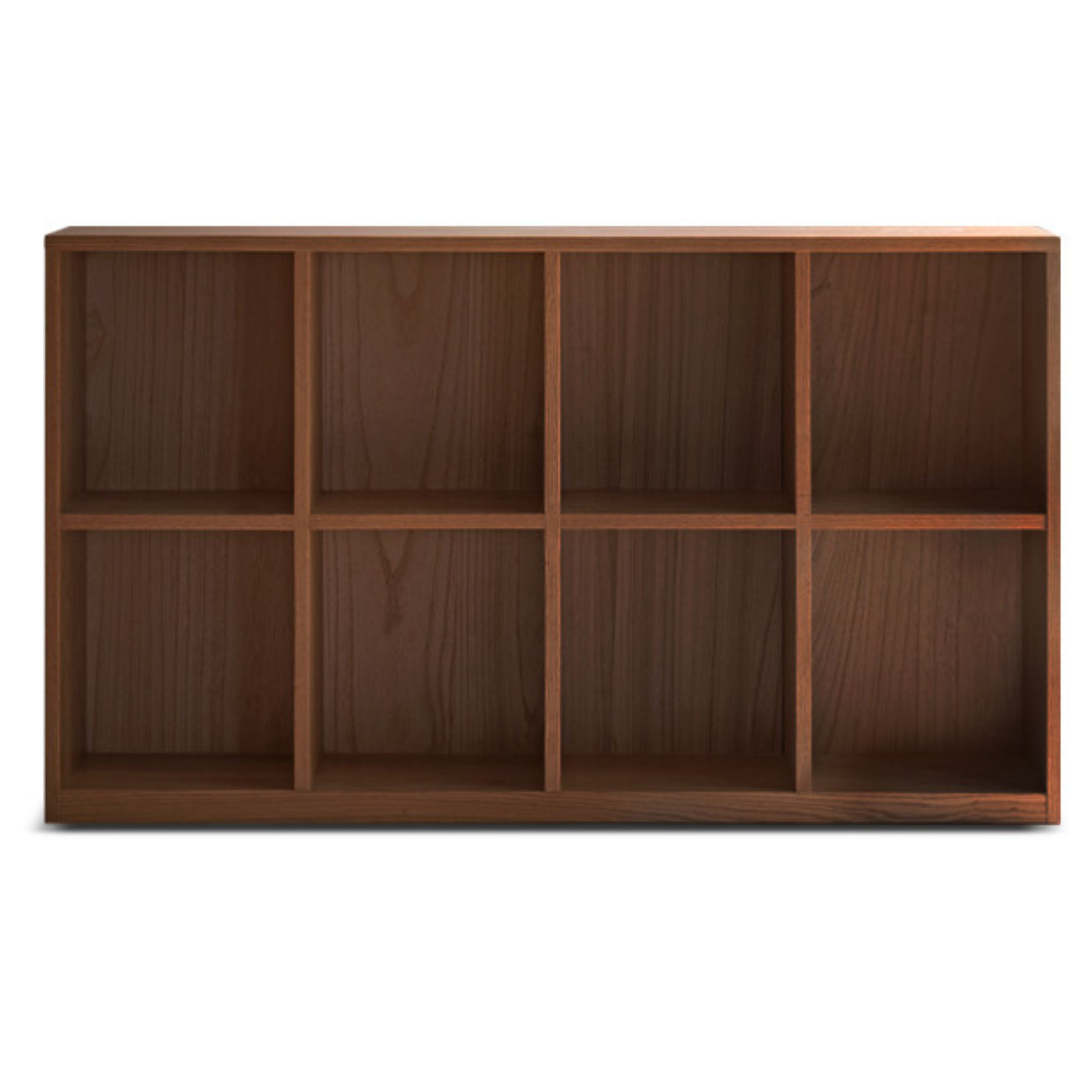 Solid Black Walnut Wood Bookshelf - Low Profile Wall Mounted or Floor Standing Cabinet for Living Room, Bedroom & Home Office Storage