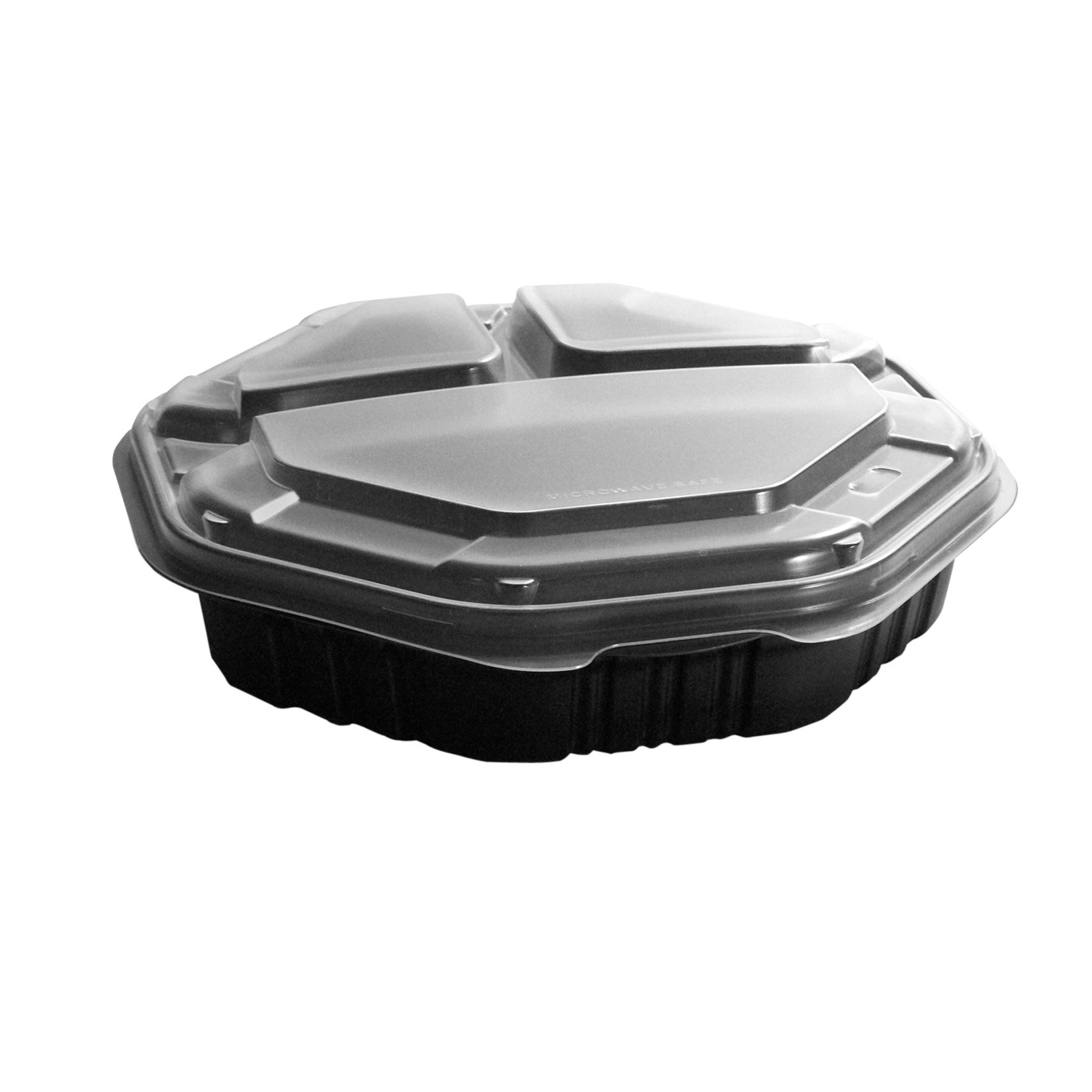 Microwave Safe 9-Inch Black/Clear PP Plastic Hinged Food Storage Container - 9.55 x 9.13 Inches (Case of 100) - Ideal for Meal Prep, Leftovers & Restaurant Takeout