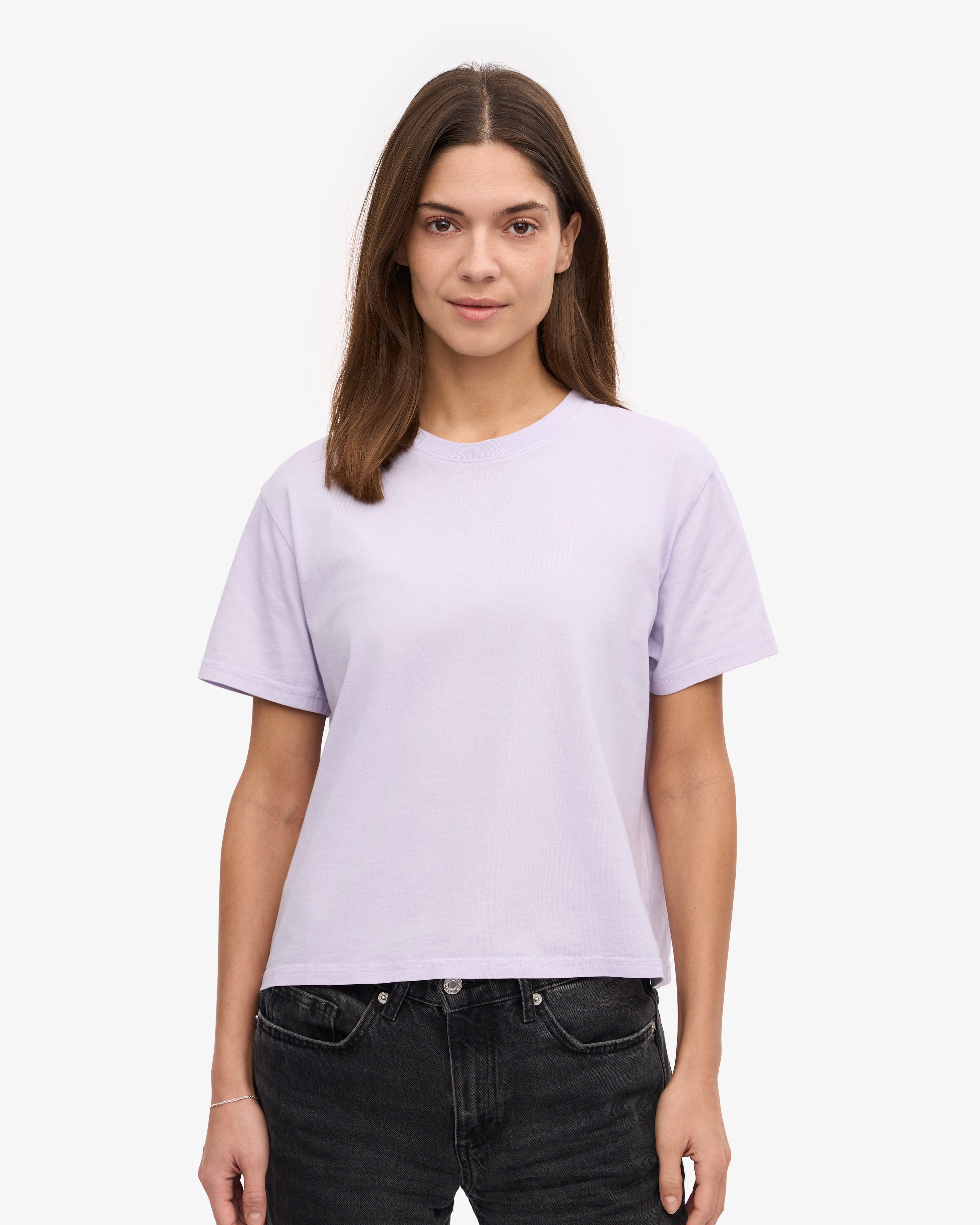 Organic Boxy Crop Tee - Soft Lavender | Women's Casual Short Sleeve T-Shirt | Perfect for Yoga, Beach & Everyday Wear