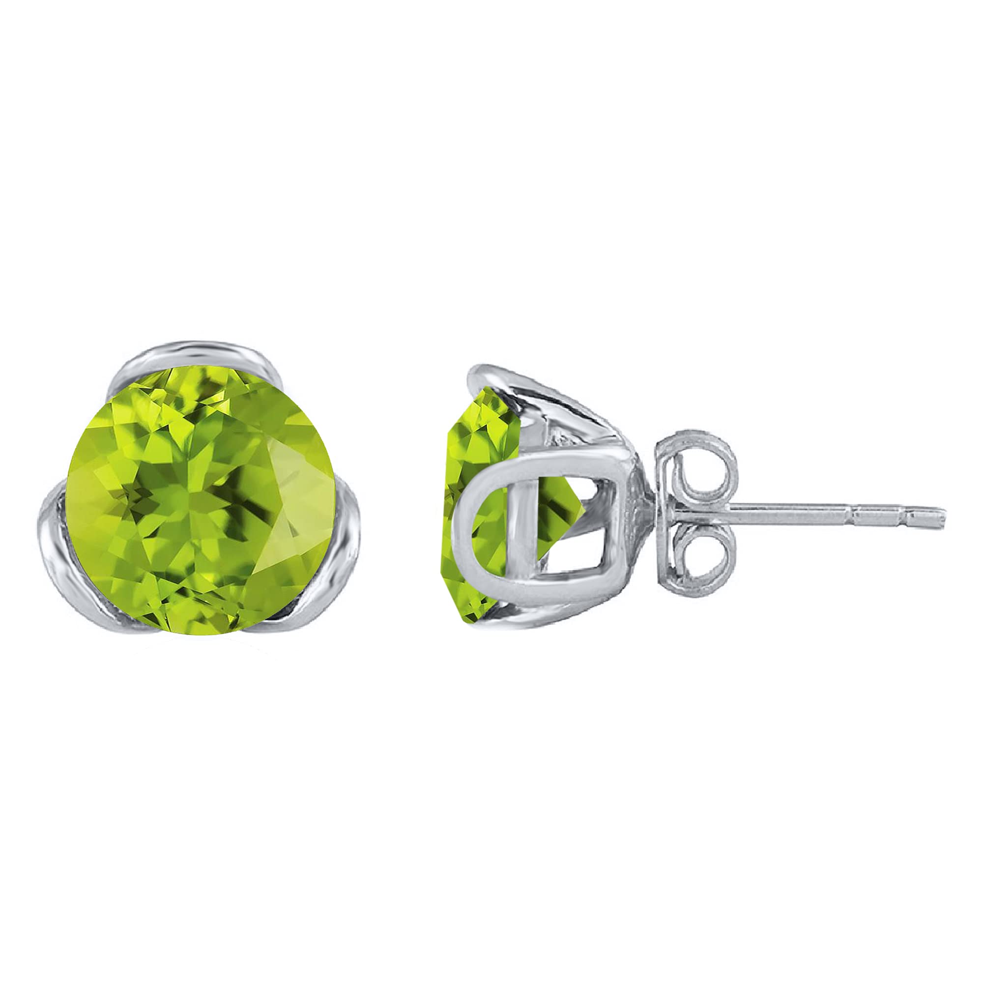 Natural Peridot Sterling Silver Stud Earrings for Women - Elegant Everyday Jewelry & Gift for Birthdays, Anniversaries