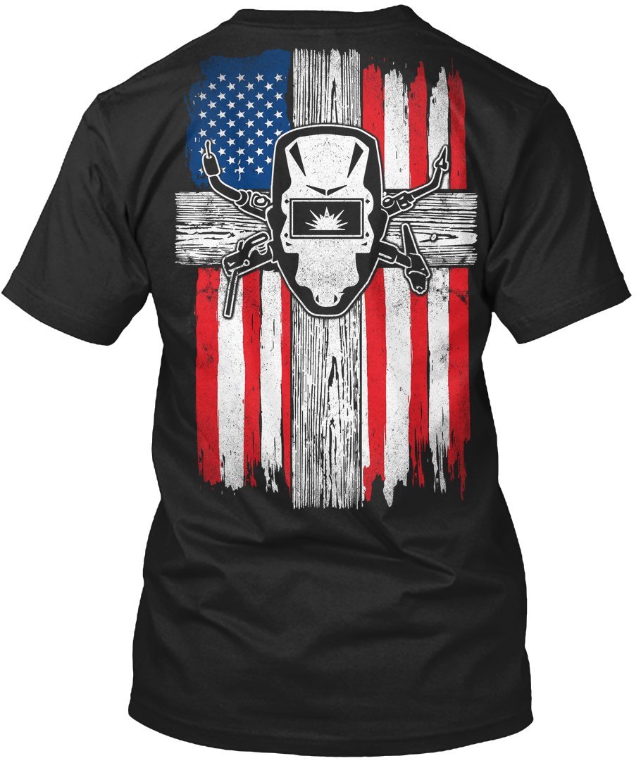 USA Flag Cross Welder T-Shirt for Men - Patriotic American Graphic Tee for 4th of July, Veterans Day & BBQ Parties