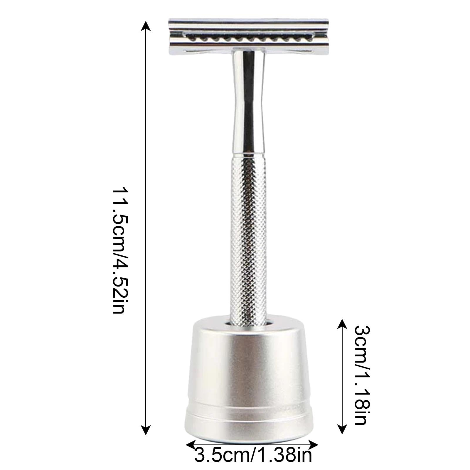 Premium Double Edge Safety Razor for Men - 14.5×5×3.5cm Metal Shaving Razor with Travel Case - Silver - Ideal for Home Use, Travel & Gifts