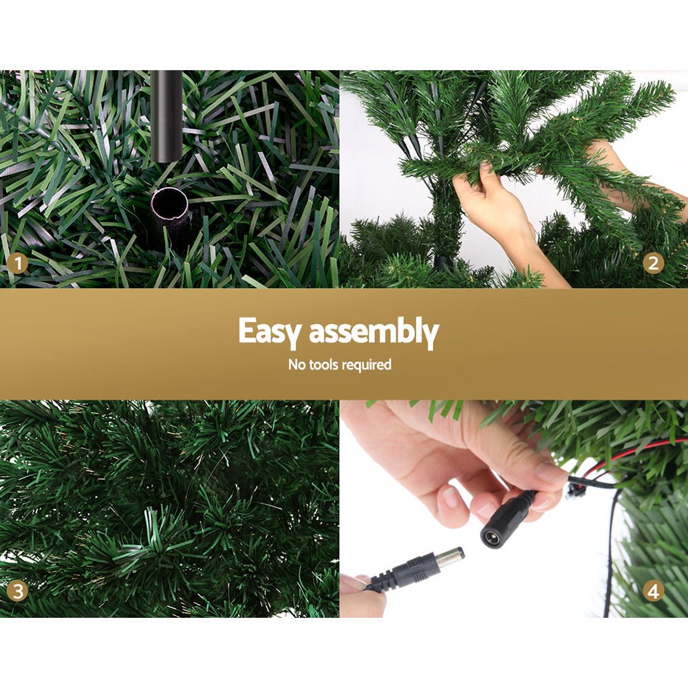1.8M LED Christmas Tree with Warm White Fiber Optic Lights - Perfect for Holiday Home Decor, Office, and Party Celebrations