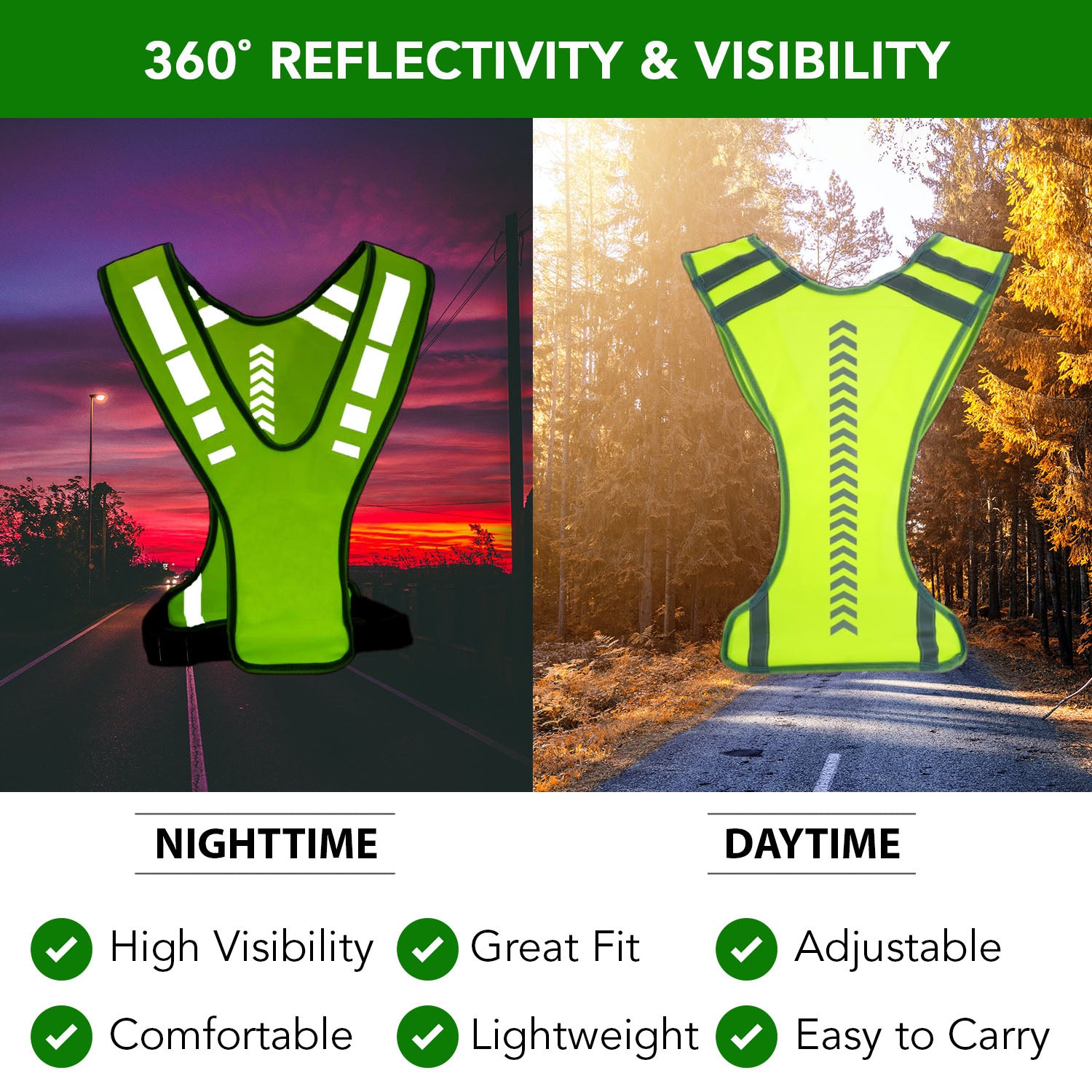 High Visibility Reflective Running Vest with Pocket for Men, Women & Kids - Safety Reflective Gear for Night Cycling, Walking, Jogging & Outdoor Activities - Perfect for Runners, Cyclists & Pedestrians in Low Light Conditions