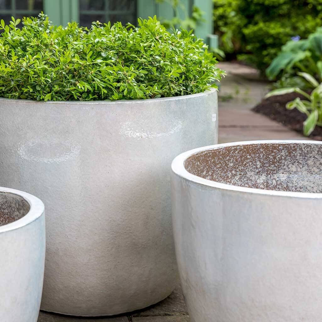 Campania International Rafi Planter Set of 3 - Pearl White Decorative Flower Pots for Indoor & Outdoor Plants - Perfect for Home, Garden, Patio, and Office Decor