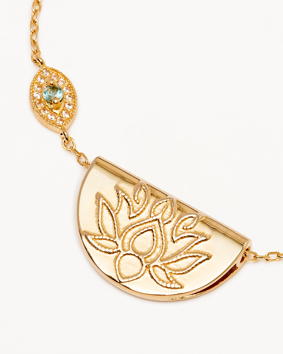 18K Gold Vermeil Eye of Peace Lotus Pendant Necklace - Elegant Spiritual Jewelry for Women, Perfect for Meditation, Yoga & Gift Giving