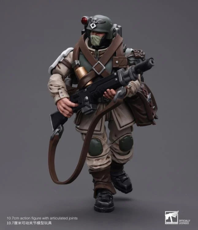 JOYTOY Warhammer 40k Astra Militarum Cadian Command Squad Veteran with Medi-Pack - 28mm Scale Miniature for Tabletop Wargaming & Collecting