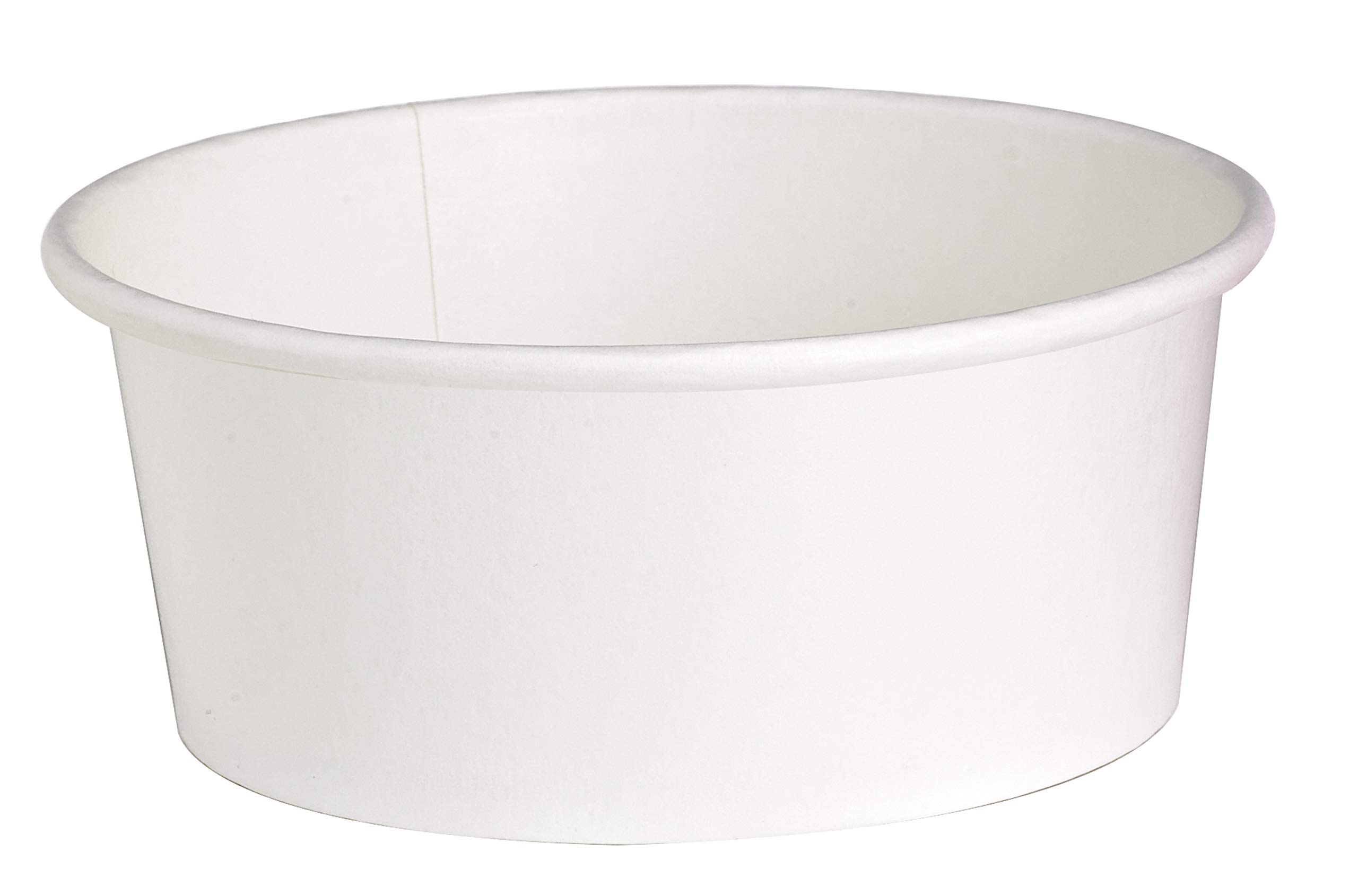 PacknWood 210PC750B - 24 oz Round White Disposable Paper Soup and Salad Bowls - Eco-Friendly Food Storage Containers (5.9