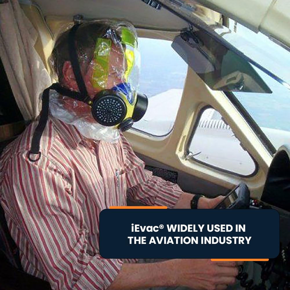 iEvac - Certified Smoke & Fire Escape Hood - NIOSH Approved Emergency Smoke Mask for Fire Safety - Fire Gas Respirator for Home, Office & Travel Use