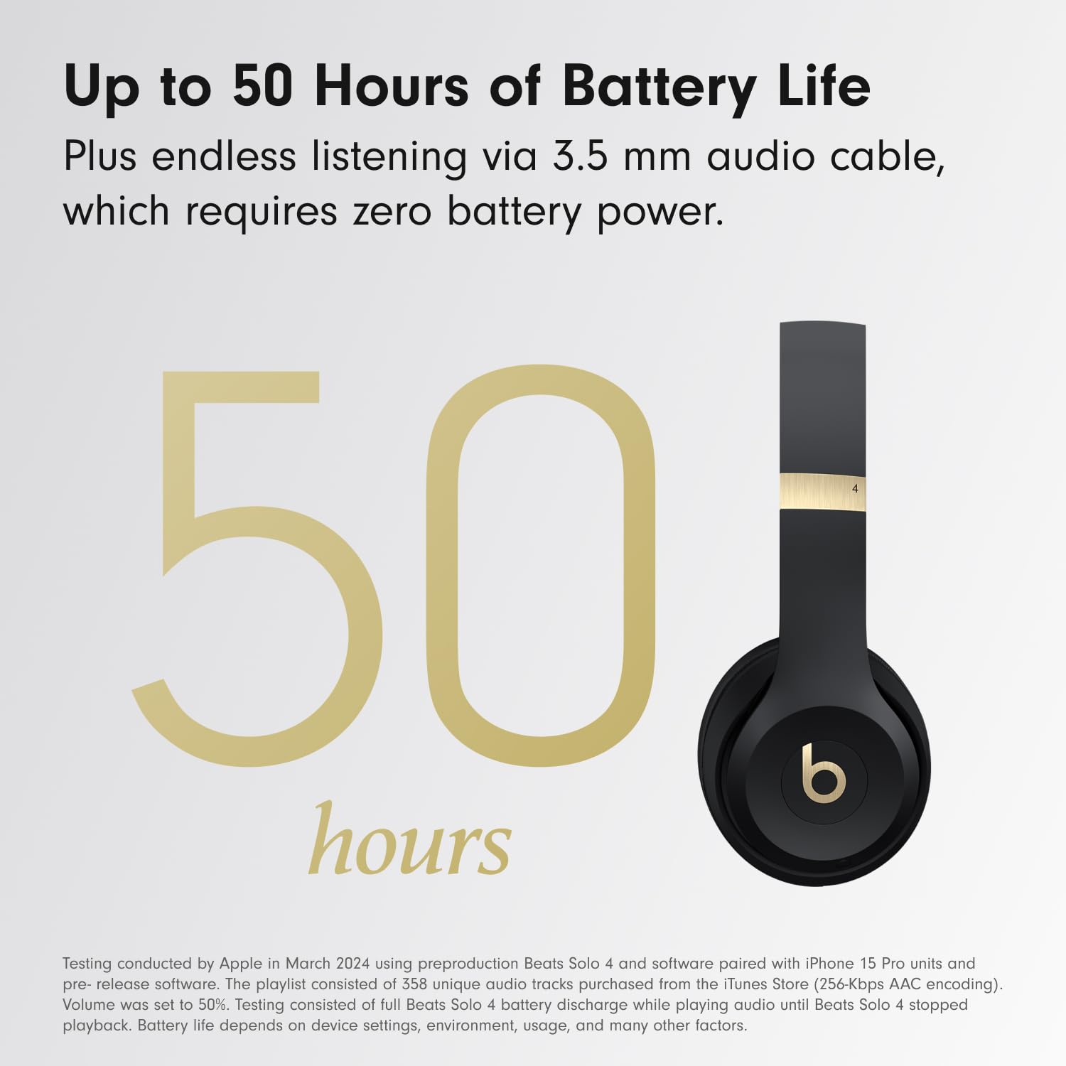 Beats Solo 4 Wireless Bluetooth On-Ear Headphones - 50H Battery, Apple & Android Compatible, Noise Isolation - Black & Gold Edition for Commuting, Workouts & Travel
