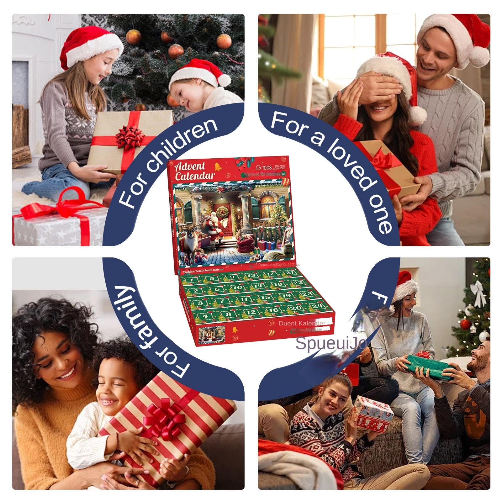 2024 Christmas Advent Calendar Puzzle - 24 Boxes 1008 Piece Holiday Countdown Puzzle for Adults & Kids - Festive Advent Calendar Puzzle for Christmas Decor & Family Fun
