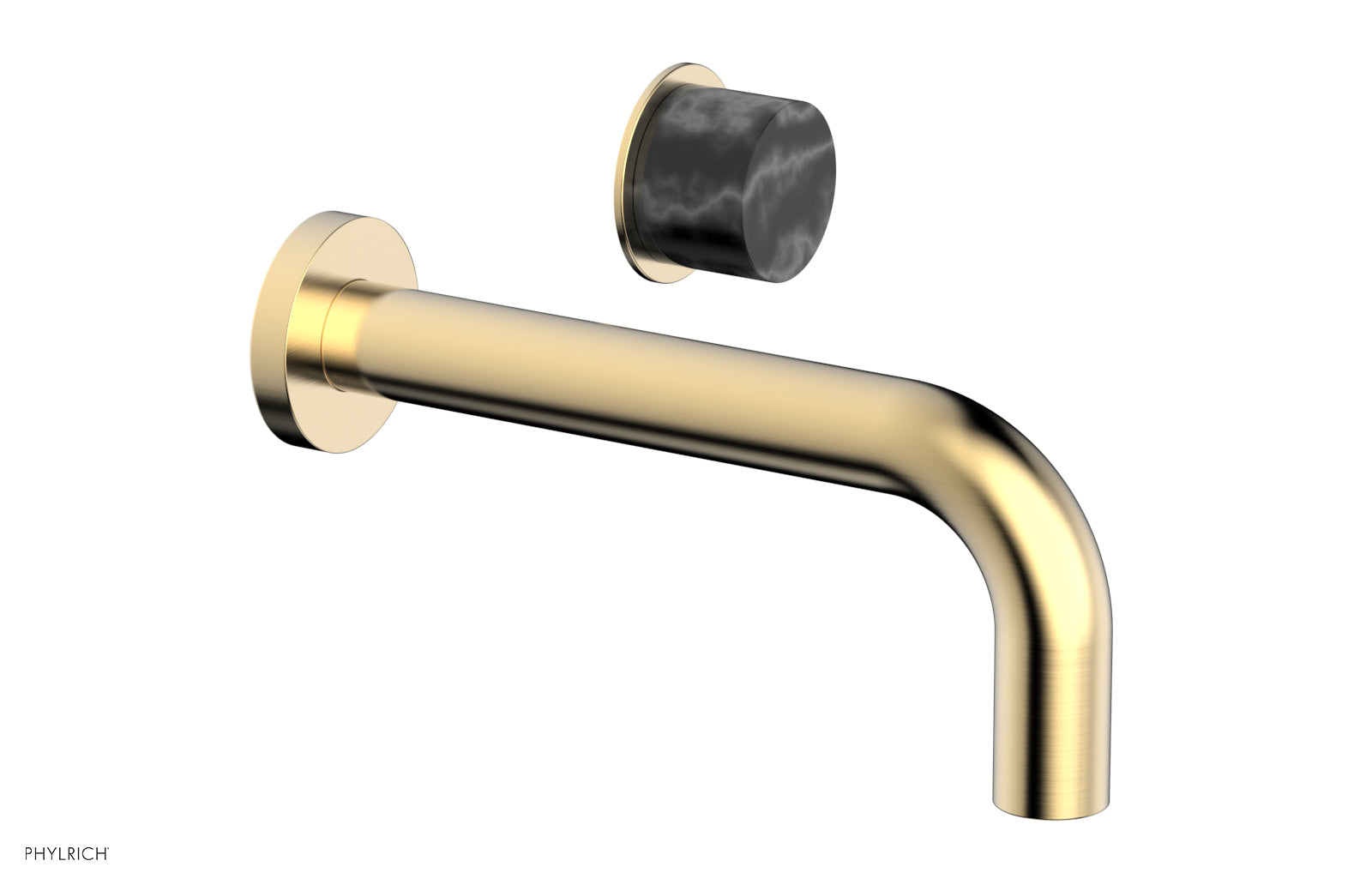 Premium Single Handle Wall Mount Lavatory Faucet - Black Marble Handle (Model 230-17) for Bathroom Sink & Powder Room Upgrade