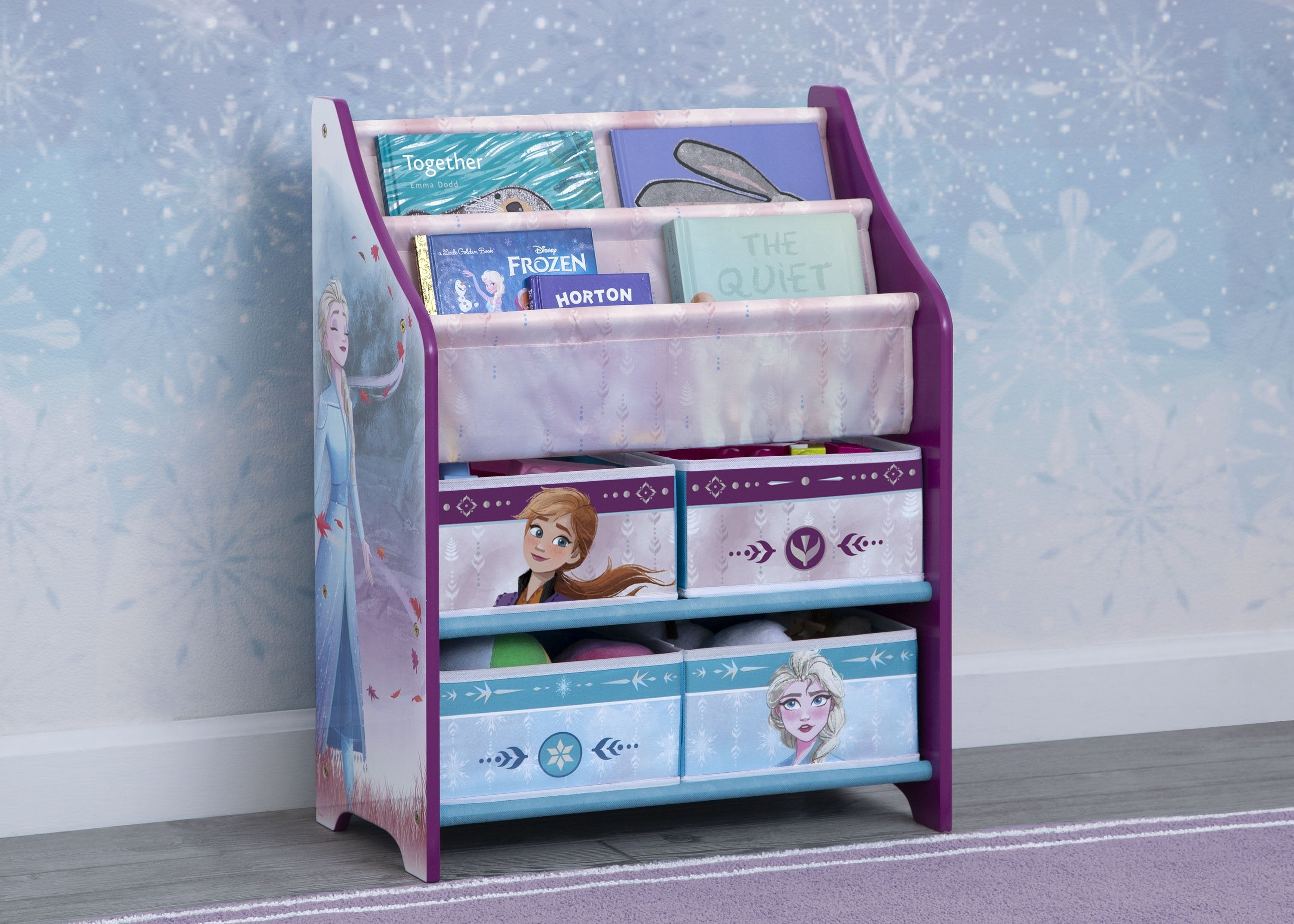 Frozen 2 Toy & Book Storage Organizer - Kids' Room Decor & Disney Movie Collection Organizer for Playroom & Bedroom