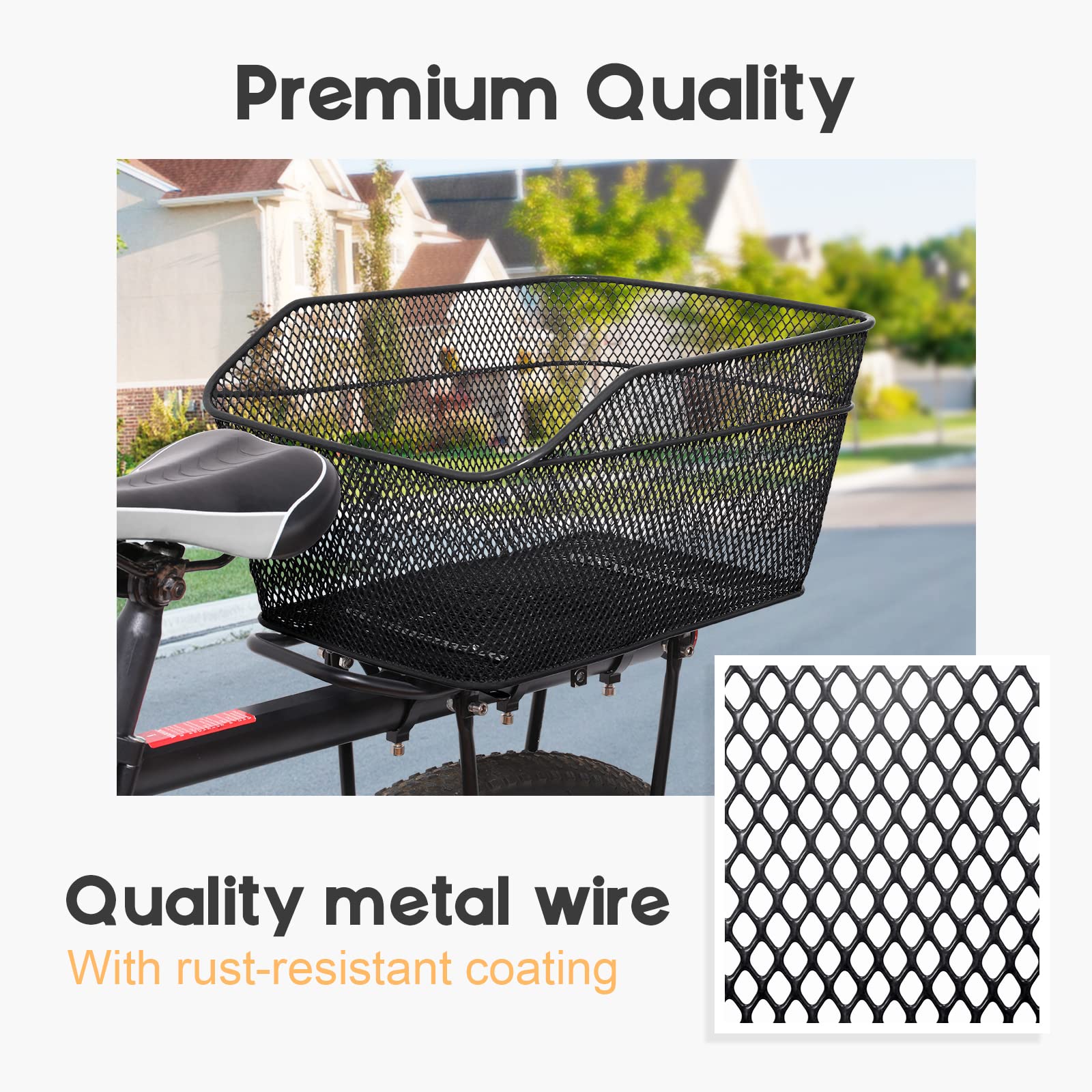 Lixada 20L Universal Rear Bike Basket - Water Resistant Metal Bicycle Cargo Basket for Rear Rack | Perfect for Commuting, Grocery Shopping & Outdoor Adventures