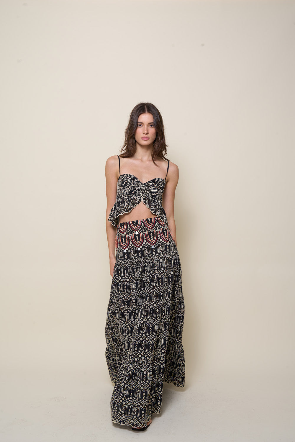 Palm Rhythm Skirt - Women's Boho Floral Print Midi Skirt with Elastic Waist | Perfect for Beach Vacations, Summer Outfits, and Casual Wear